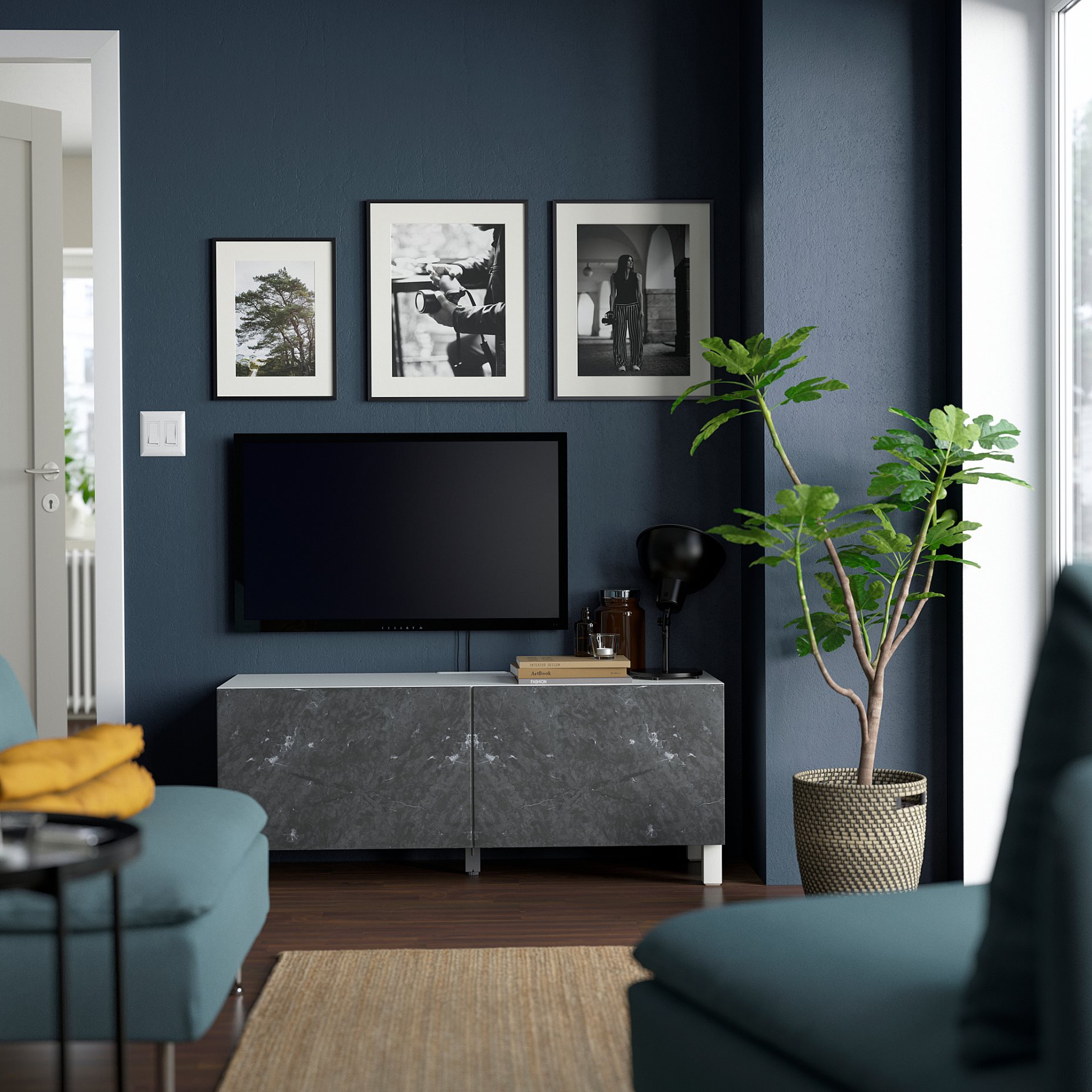 BESTÅ, TV bench with doors, 120x42x48 cm, 594.194.49