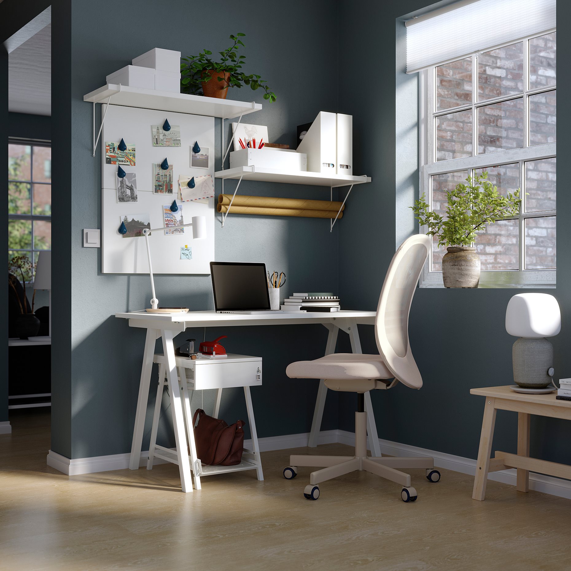 TROTTEN/FLINTAN, desk and storage combination with swivel chair, 594.249.45