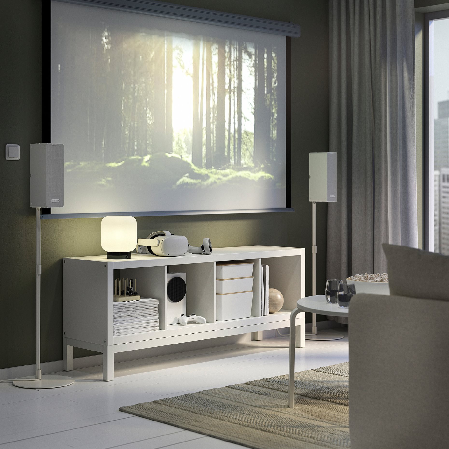 KALLAX, shelving unit with underframe, 147x59 cm, 594.426.66