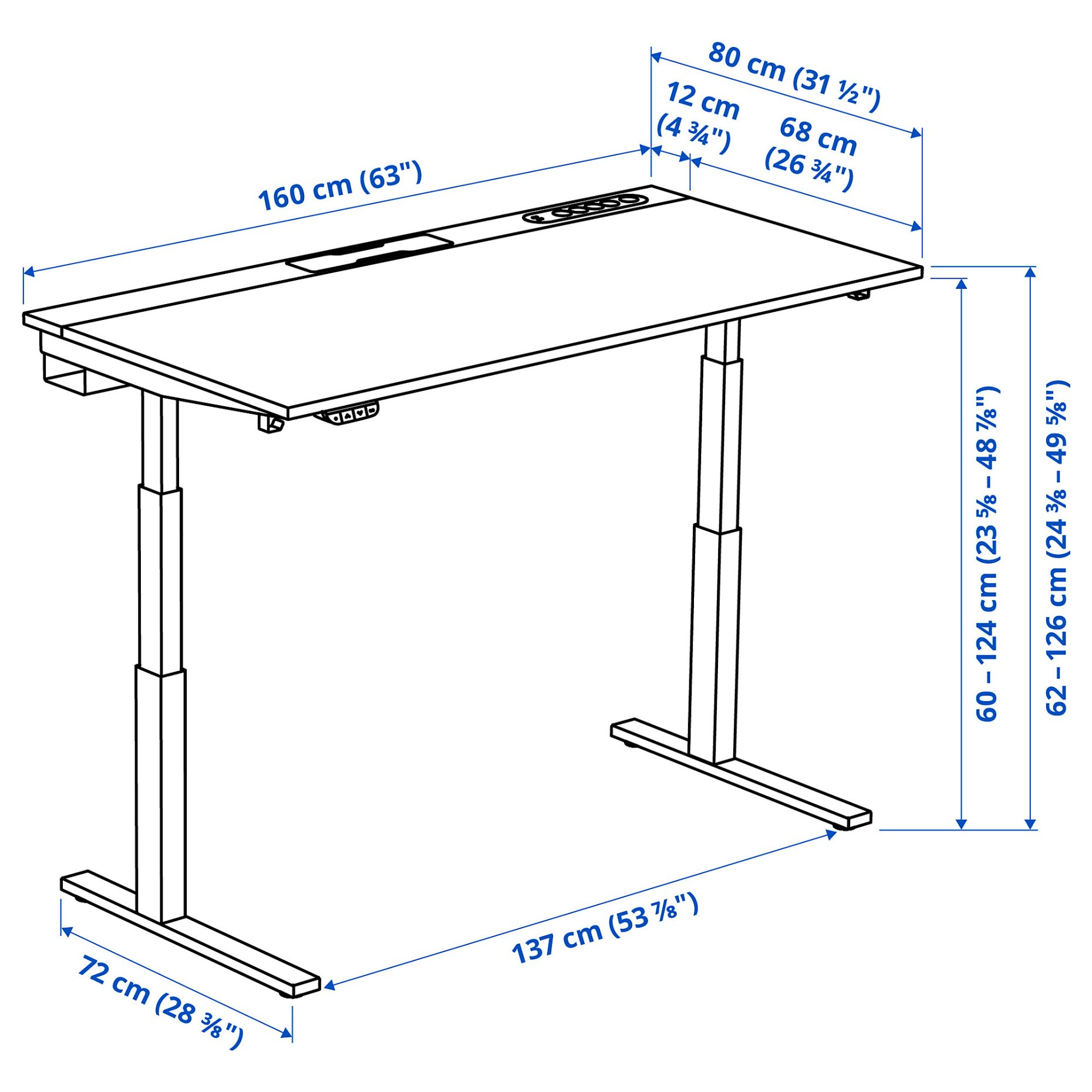 MITTZON, desk sit/stand/electric, 160x80 cm, 595.299.66