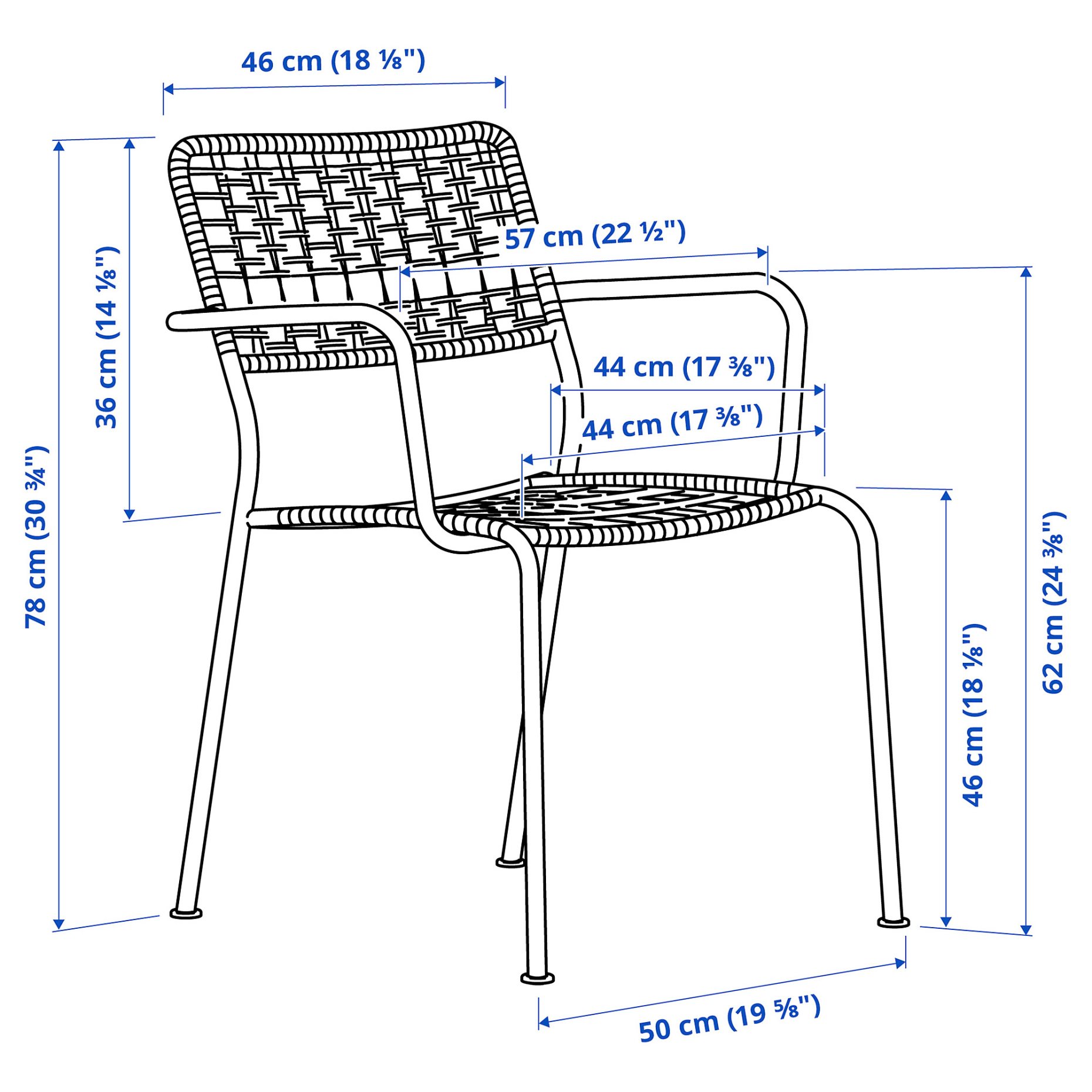 LÄCKÖ, chair with armrests, outdoor, 604.633.04