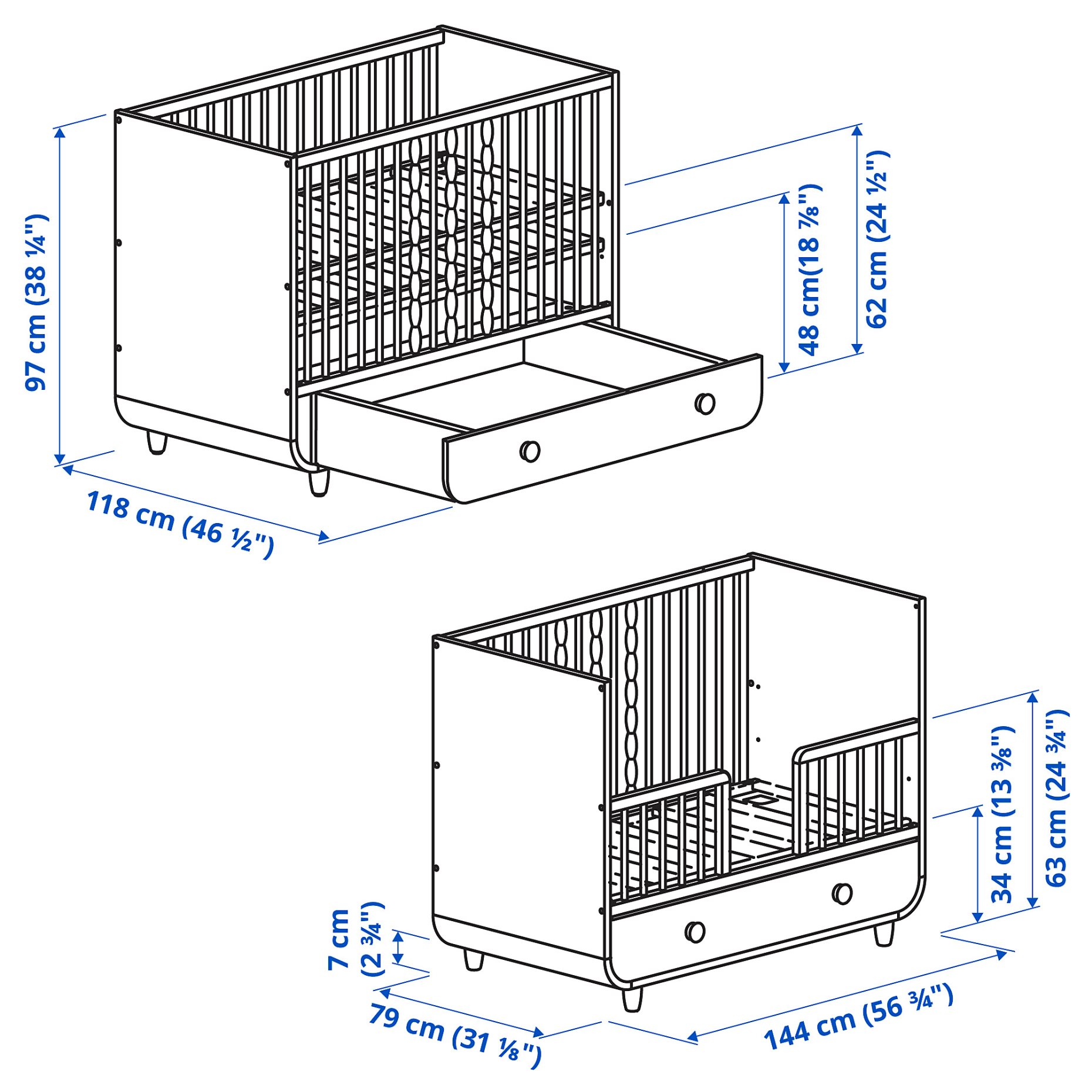 MYLLRA, cot with drawer, 70x140 cm, 604.835.90