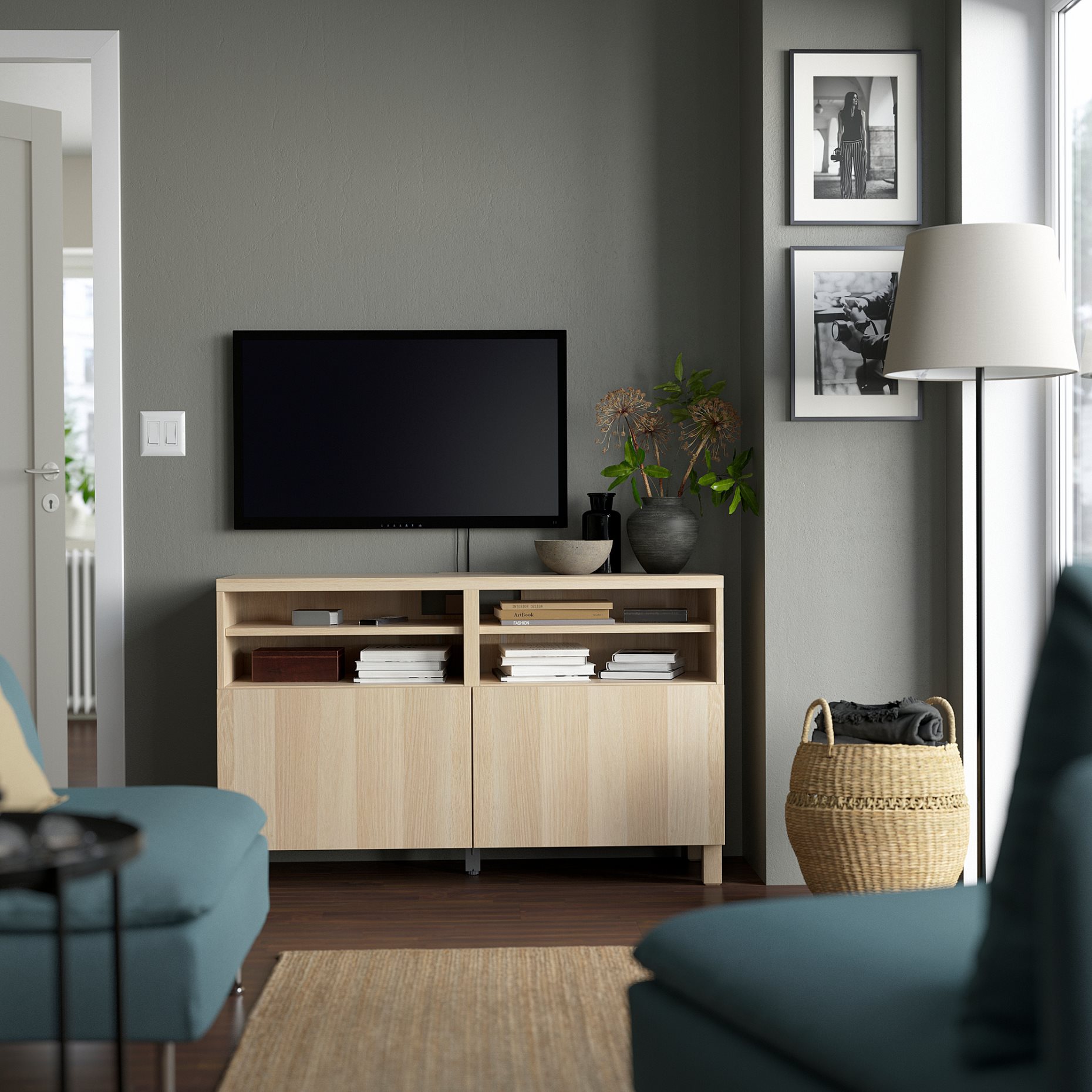 BESTÅ, TV bench with doors, 120x42x74 cm, 690.683.37