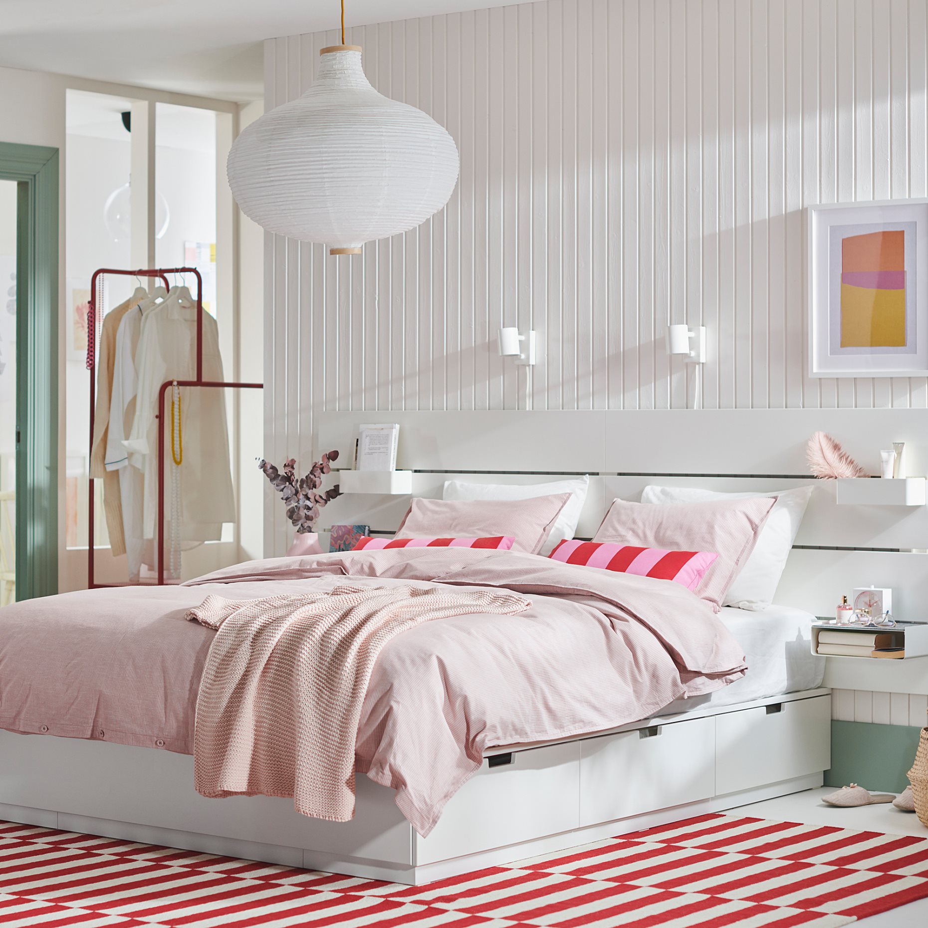 NORDLI, bed with storage and headboard, 160x200 cm, 692.414.22