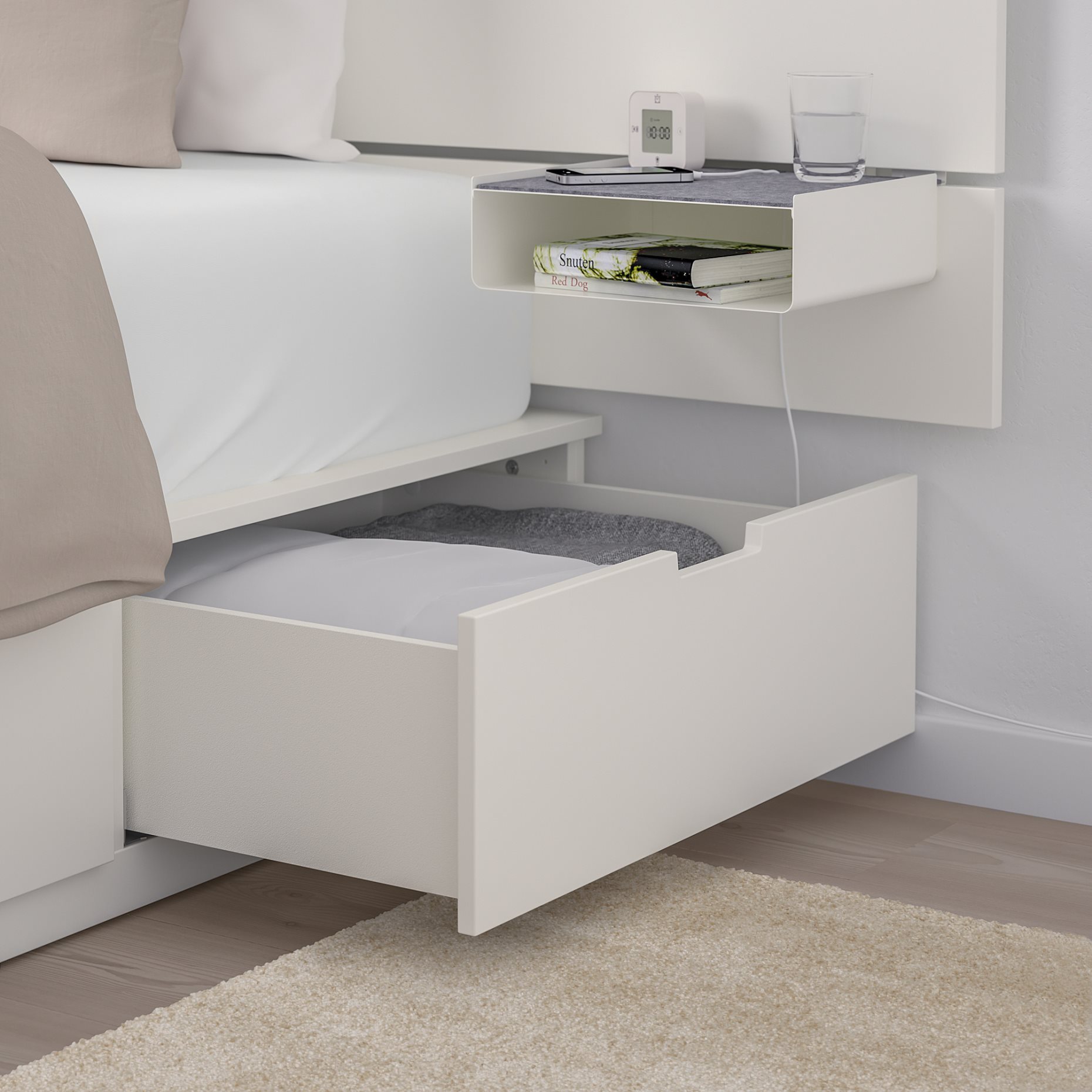 NORDLI, bed with storage and headboard, 160x200 cm, 692.414.22