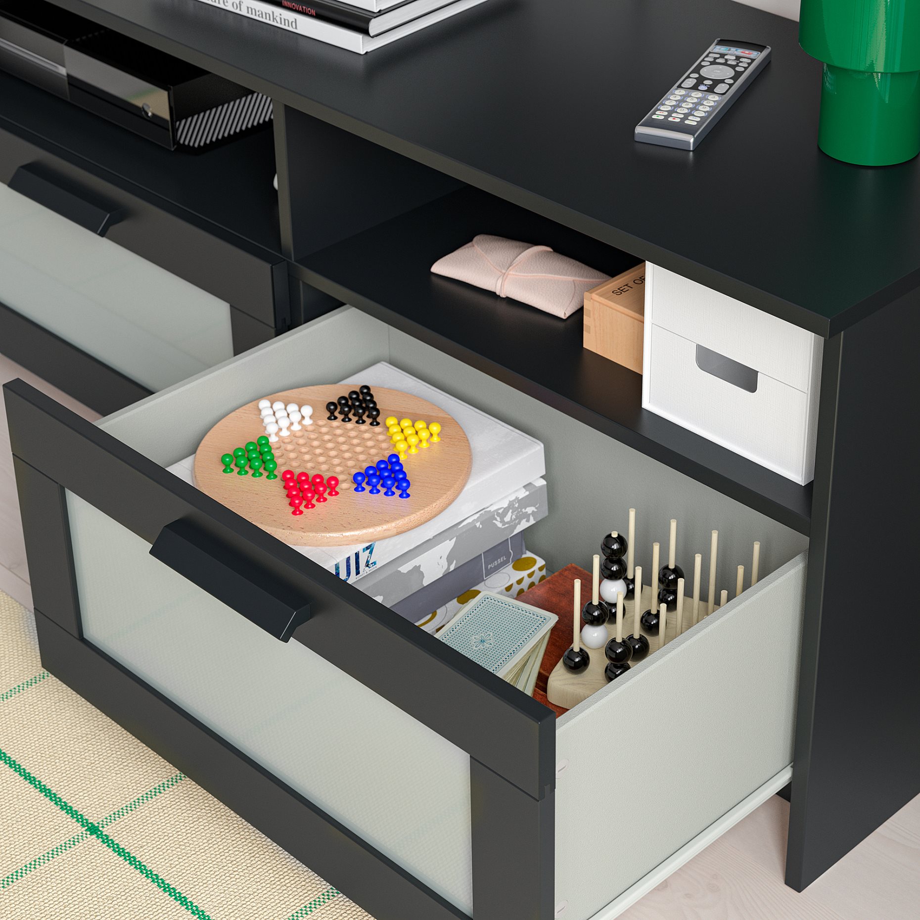 BRIMNES, TV storage combination/glass doors, 692.782.22