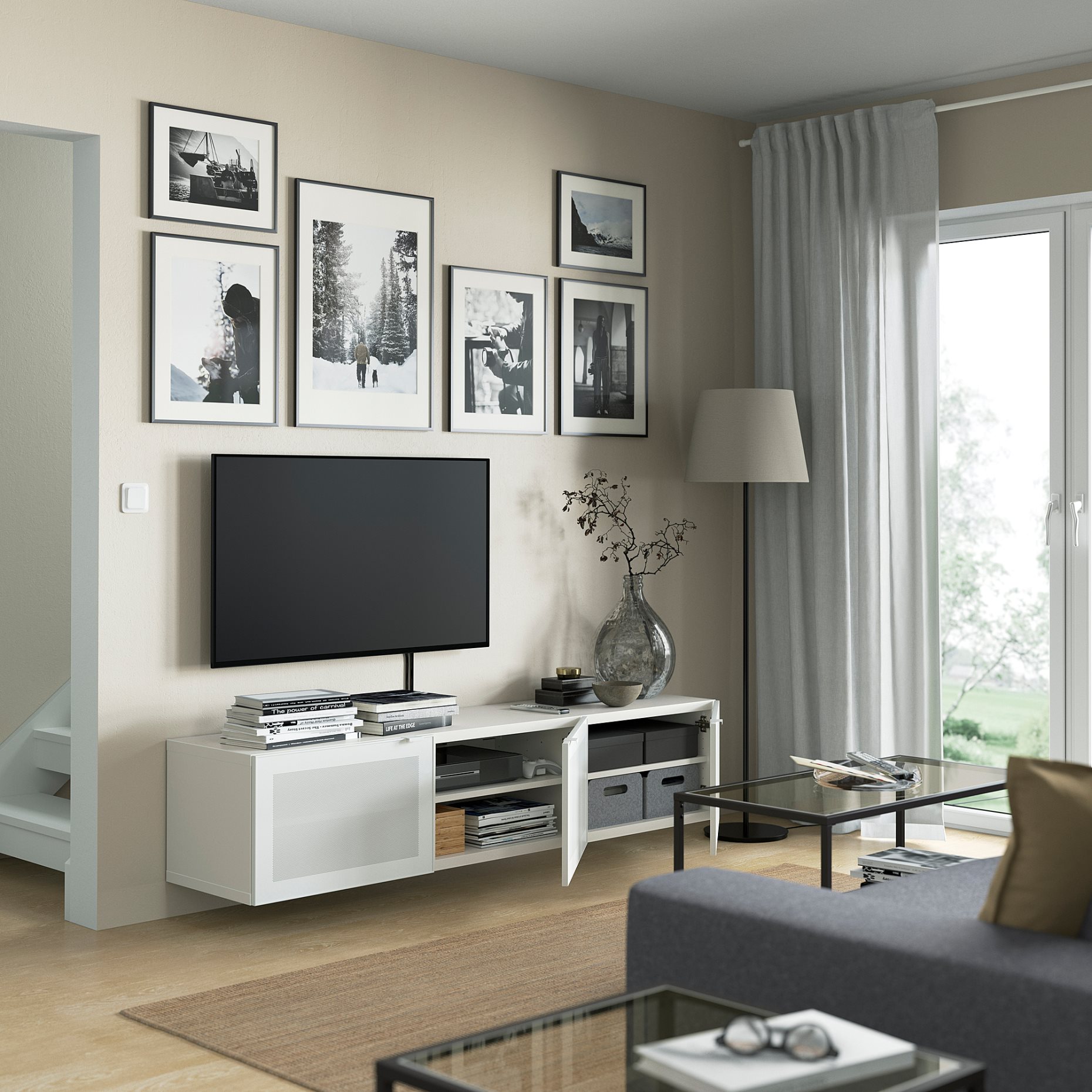 BESTÅ, έπιπλο TV με πόρτες, 180x42x38 cm, 694.174.40