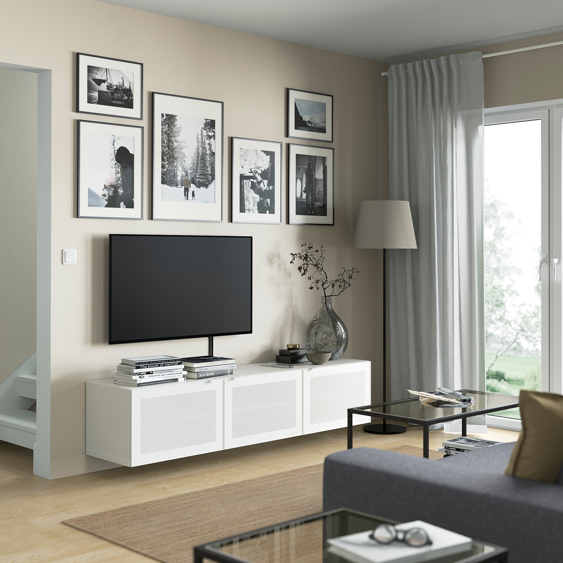 BESTÅ, έπιπλο TV με πόρτες, 180x42x38 cm, 694.174.40