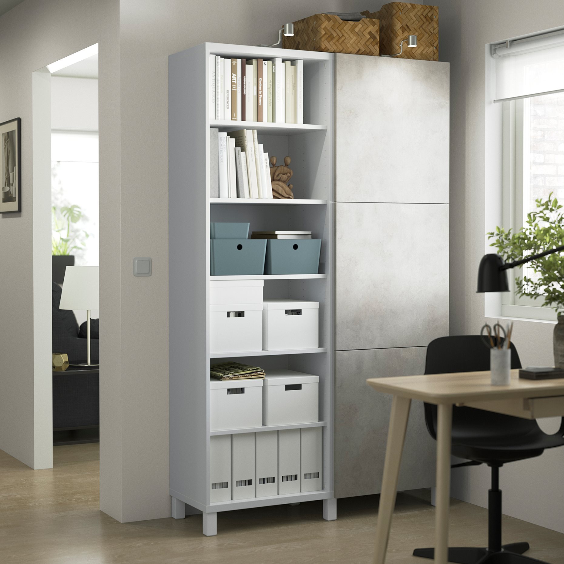 BESTÅ, storage combination with doors, 120x42x202 cm, 694.216.92