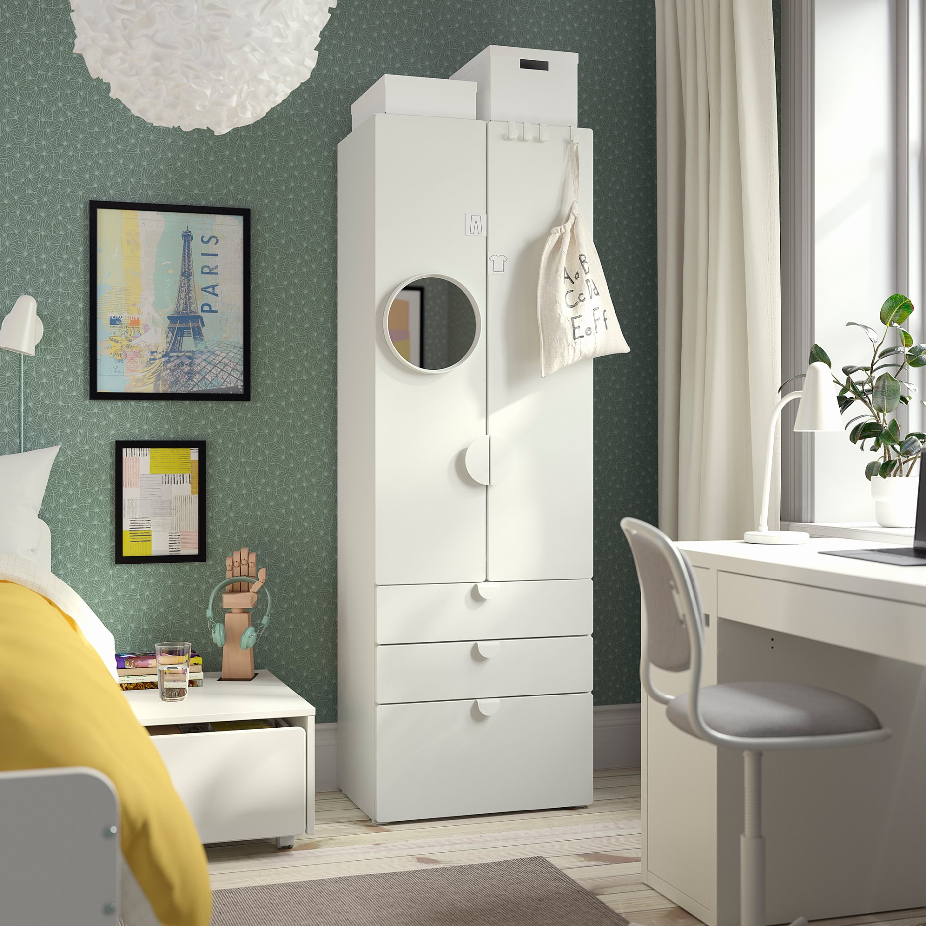 SMASTAD/PLATSA, wardrobe with 3 drawers, 60x42x181 cm, 694.262.08