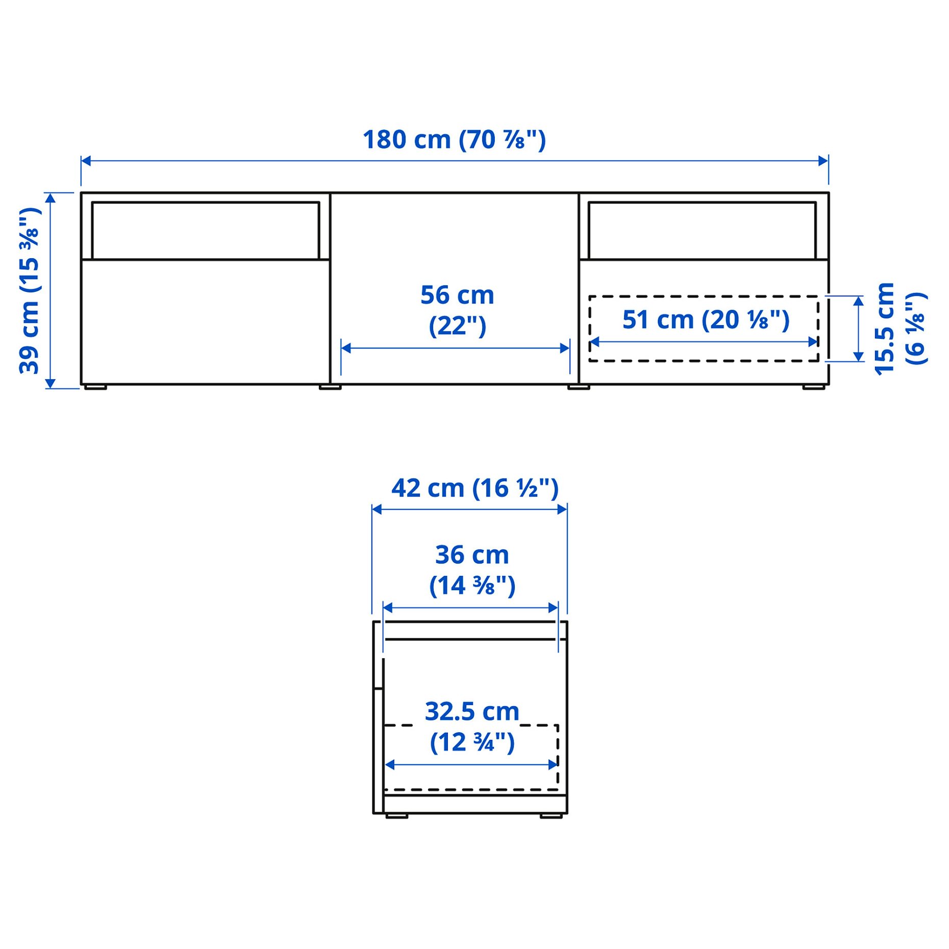 BESTÅ, TV bench with door/drawers push open, 180x42x39 cm, 694.324.69