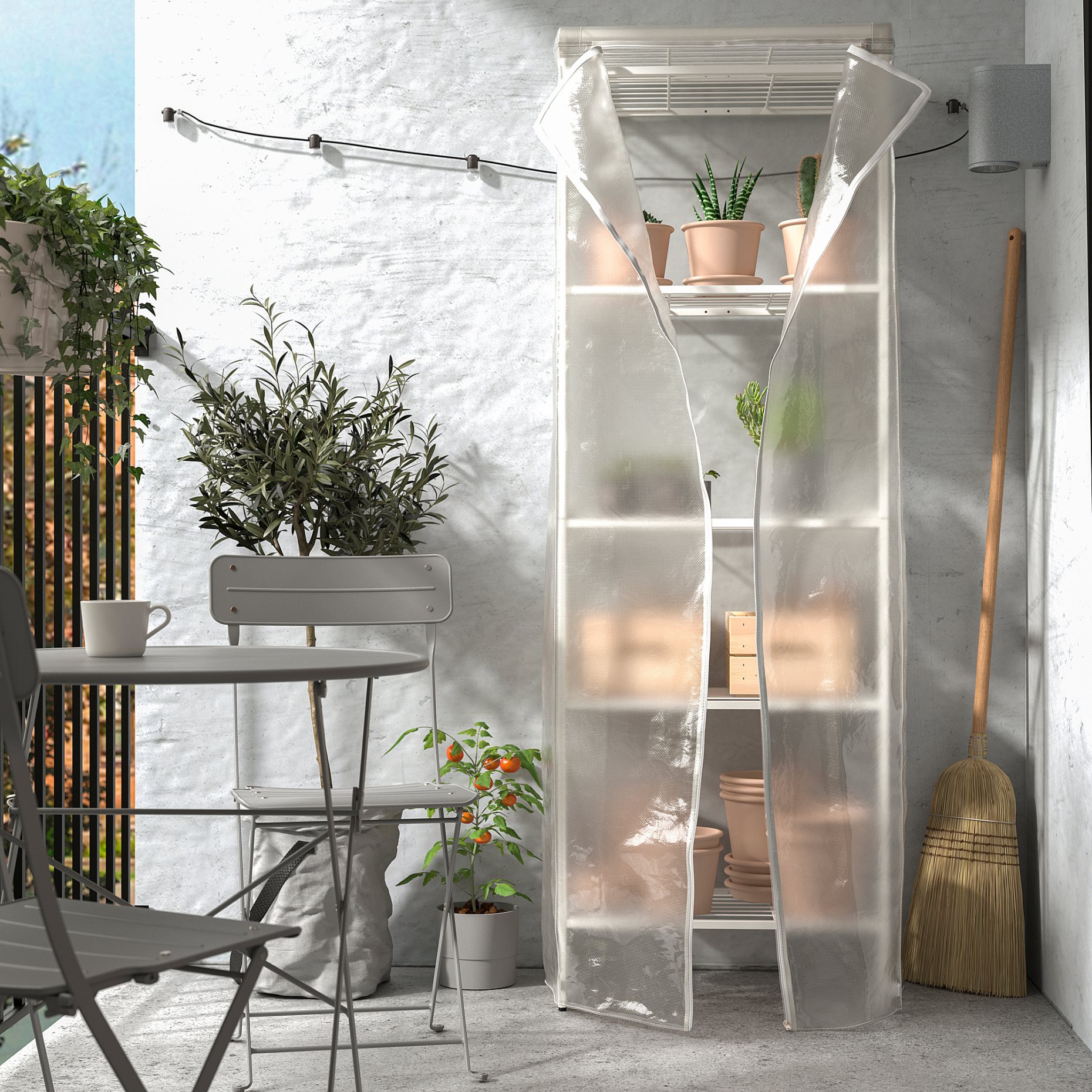 JOSTEIN, shelving unit with cover/in/outdoor/wire, 61x41x180 cm, 694.372.16