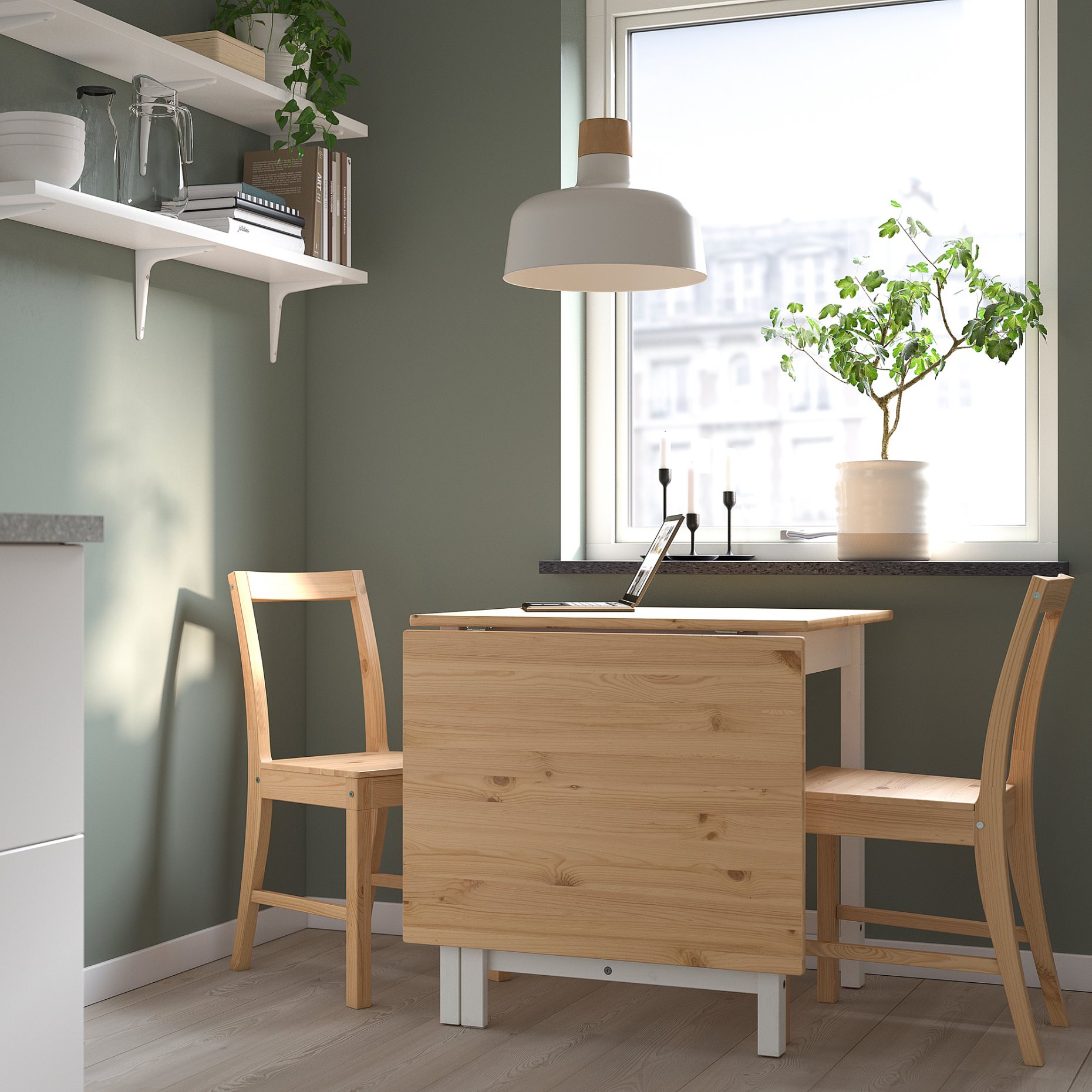 PINNTORP/PINNTORP, table and 2 chairs, 67/124 cm, 694.844.44