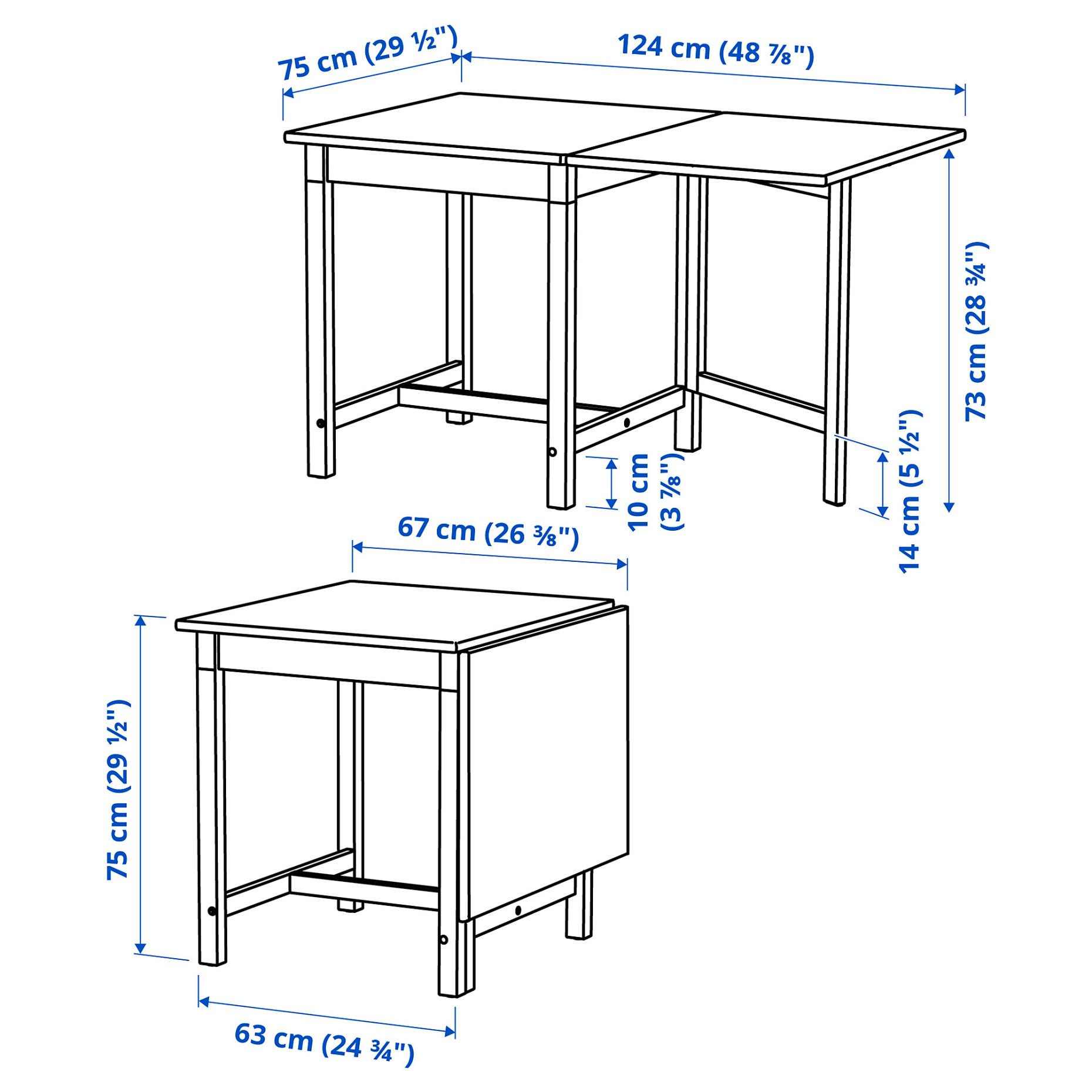 PINNTORP/PINNTORP, table and 2 chairs, 67/124 cm, 694.844.44