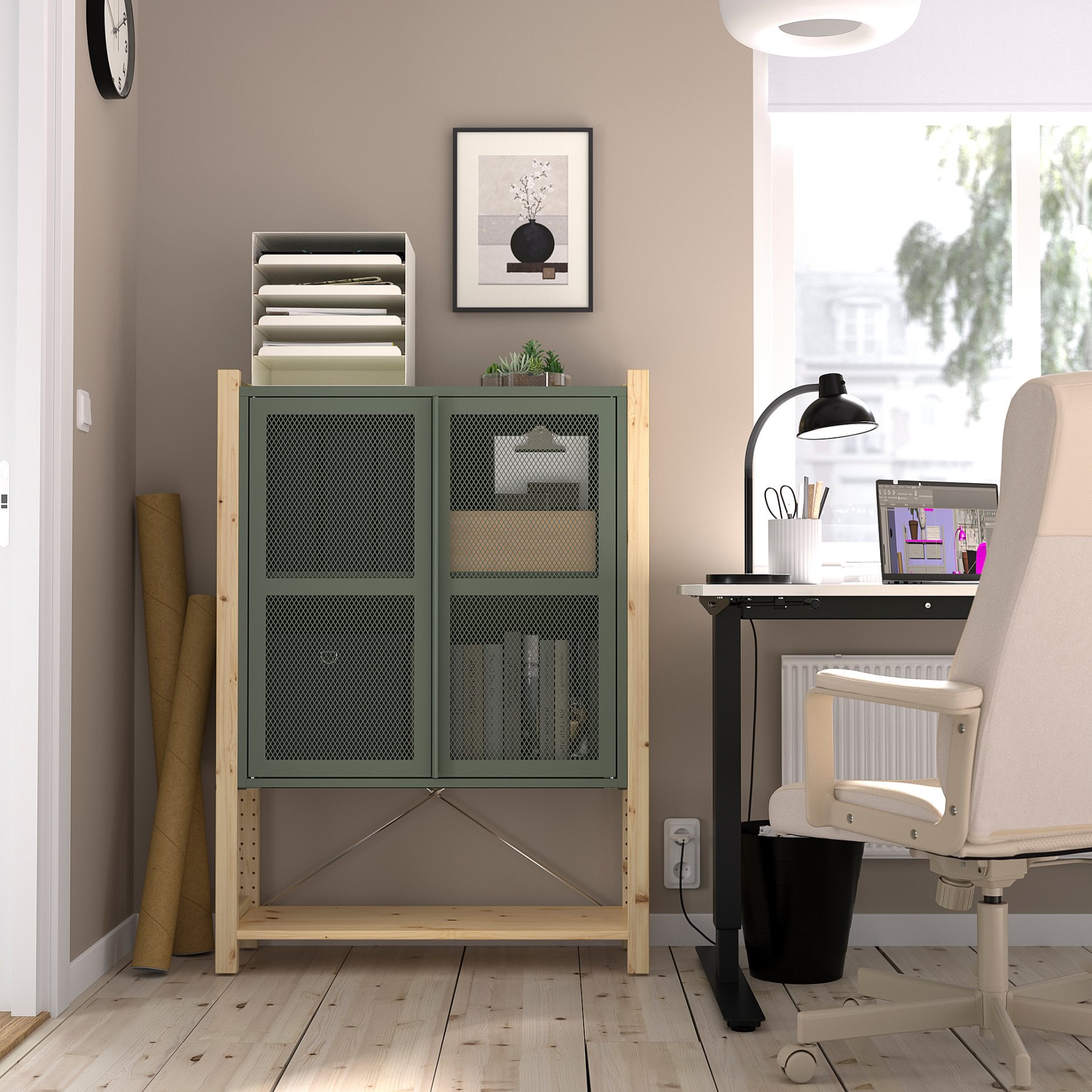 IVAR, cabinet with doors, 89x30x124 cm, 695.081.62