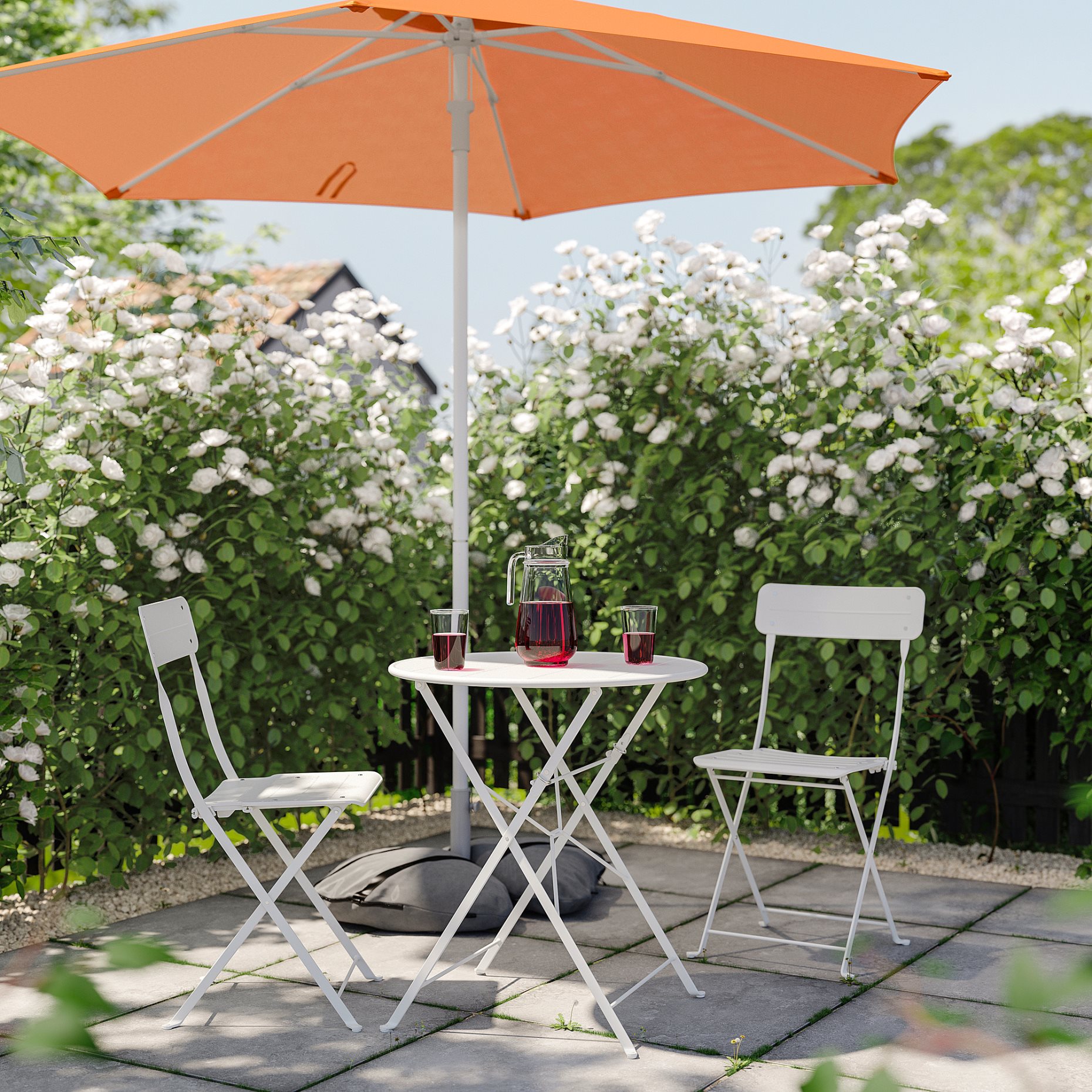 HÖGÖN/IGGÖN, parasol with base, 270 cm, 695.762.07
