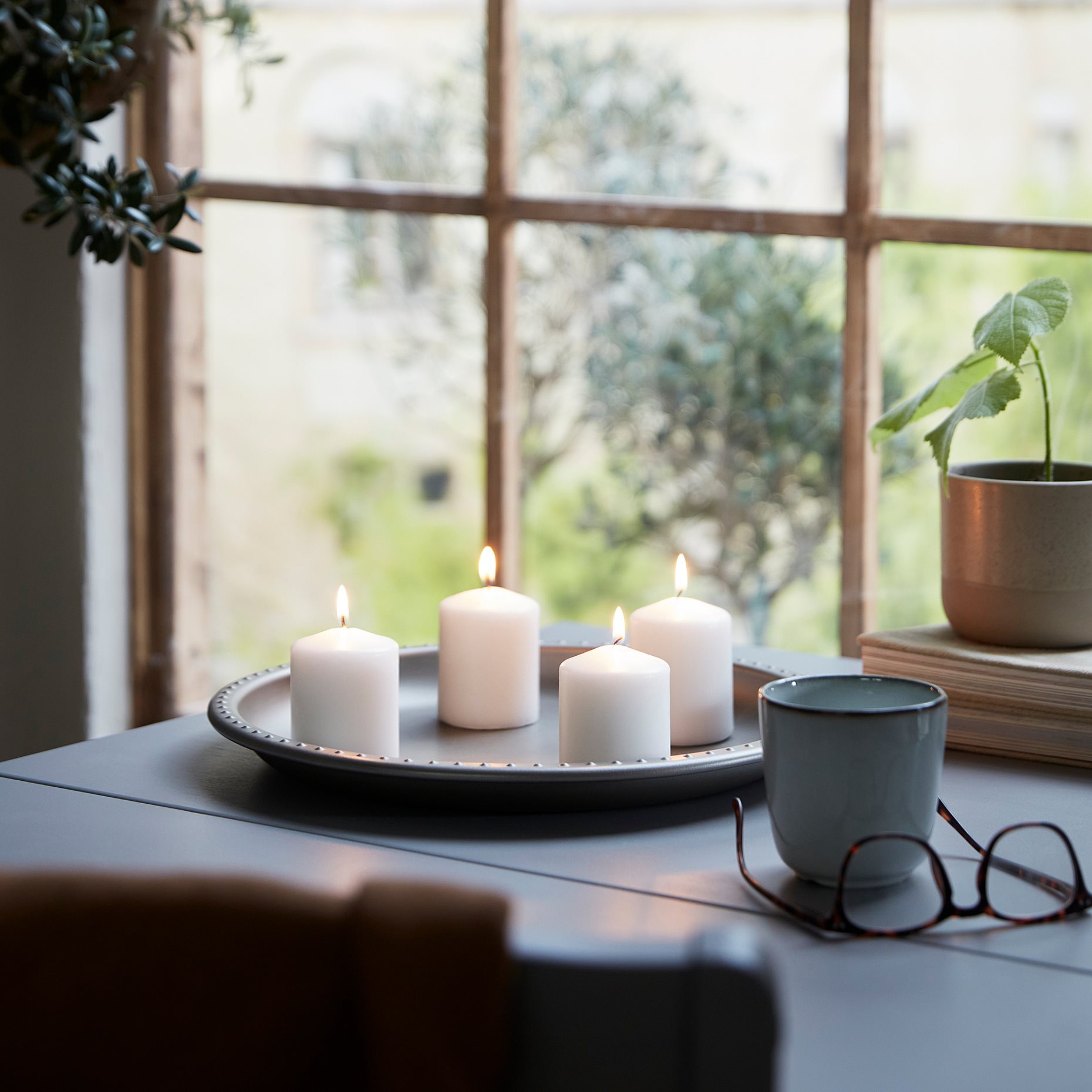 HEMSJÖ, unscented block candle, 4 pack, 701.242.62