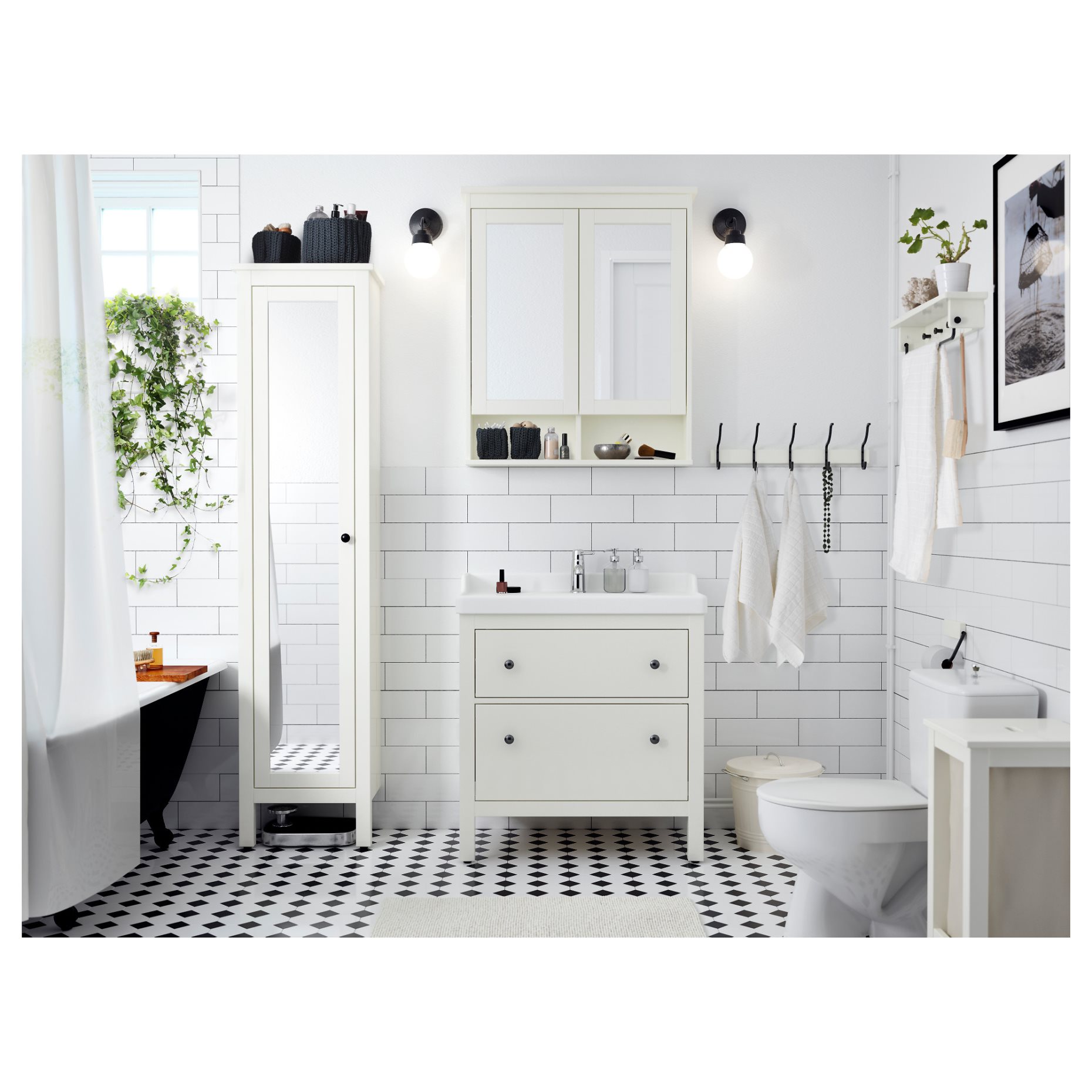 HEMNES, ψηλό ντουλάπι με πόρτα καθρέφτη, 702.176.85