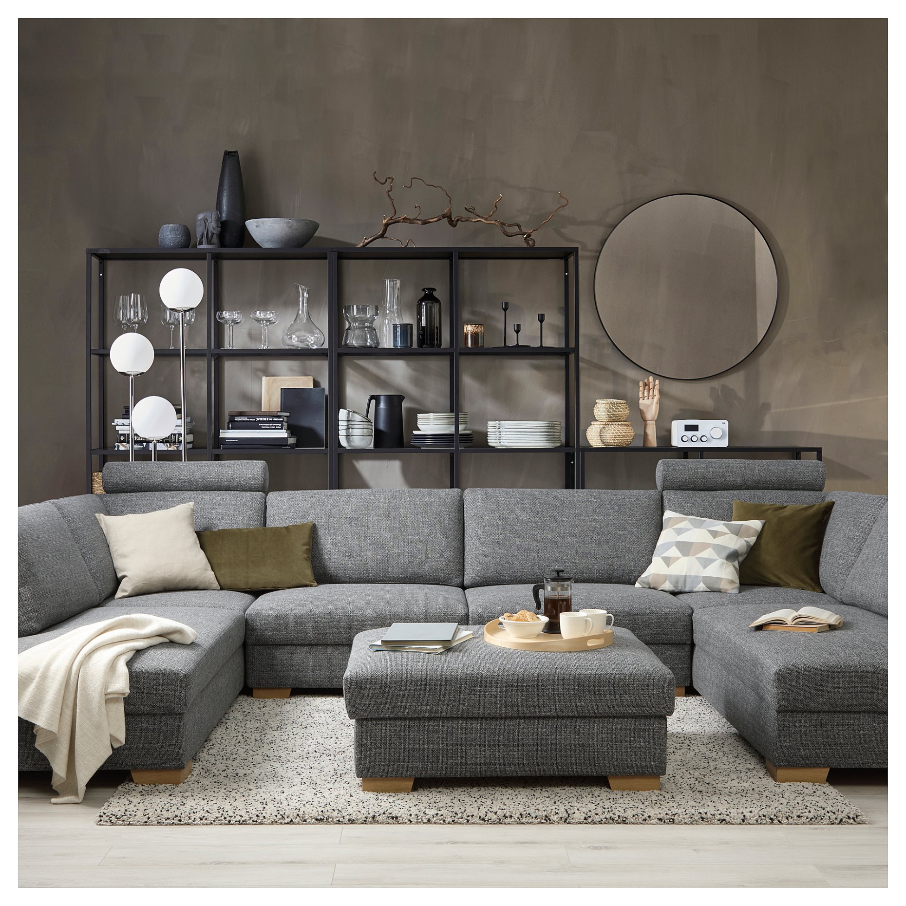 SÖRVALLEN, U-shaped sofa 5-seat with open ends, 793.147.95