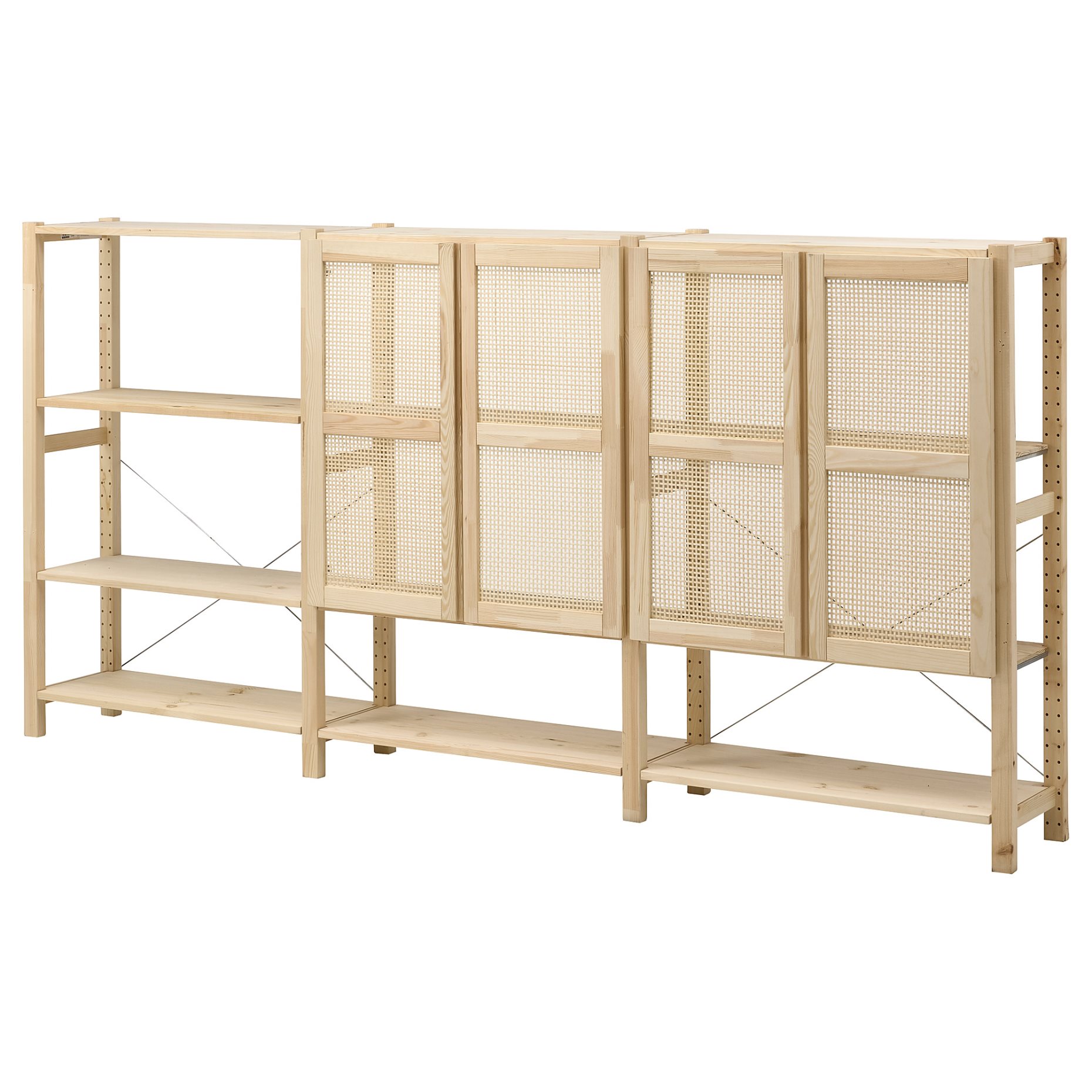 IVAR, shelving unit with doors, 259x30x124 cm, 794.034.71