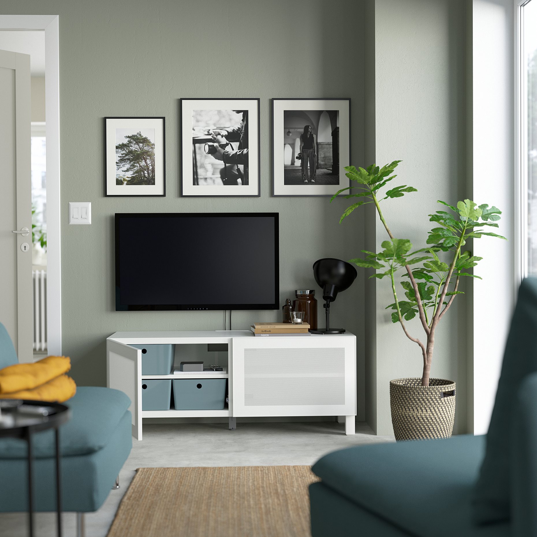 BESTÅ, TV bench with doors, 120x42x48 cm, 794.178.40