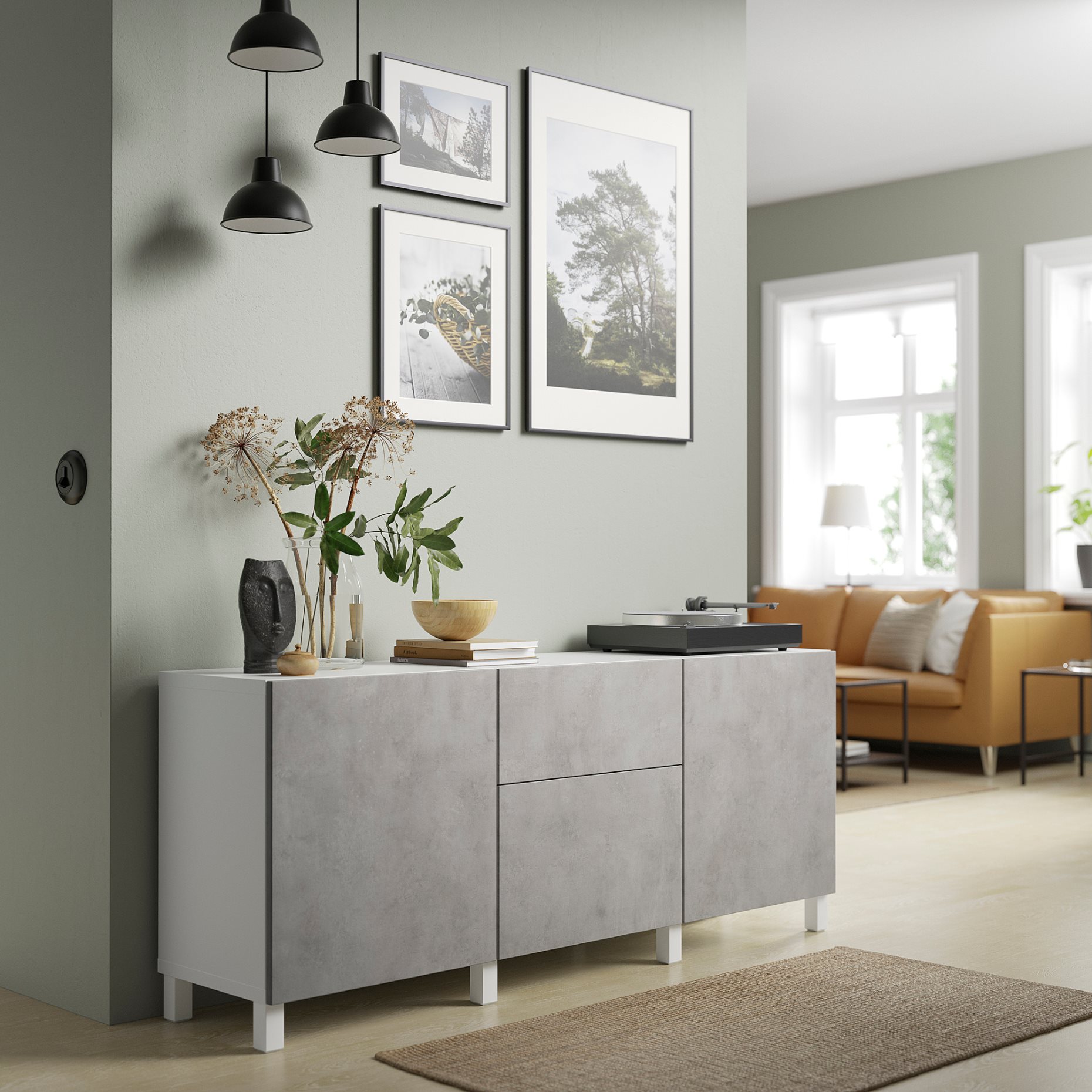 BESTÅ, σύνθεση αποθήκευσης με συρτάρια ανοίγματος με πίεση, 180x42x74 cm, 794.218.61