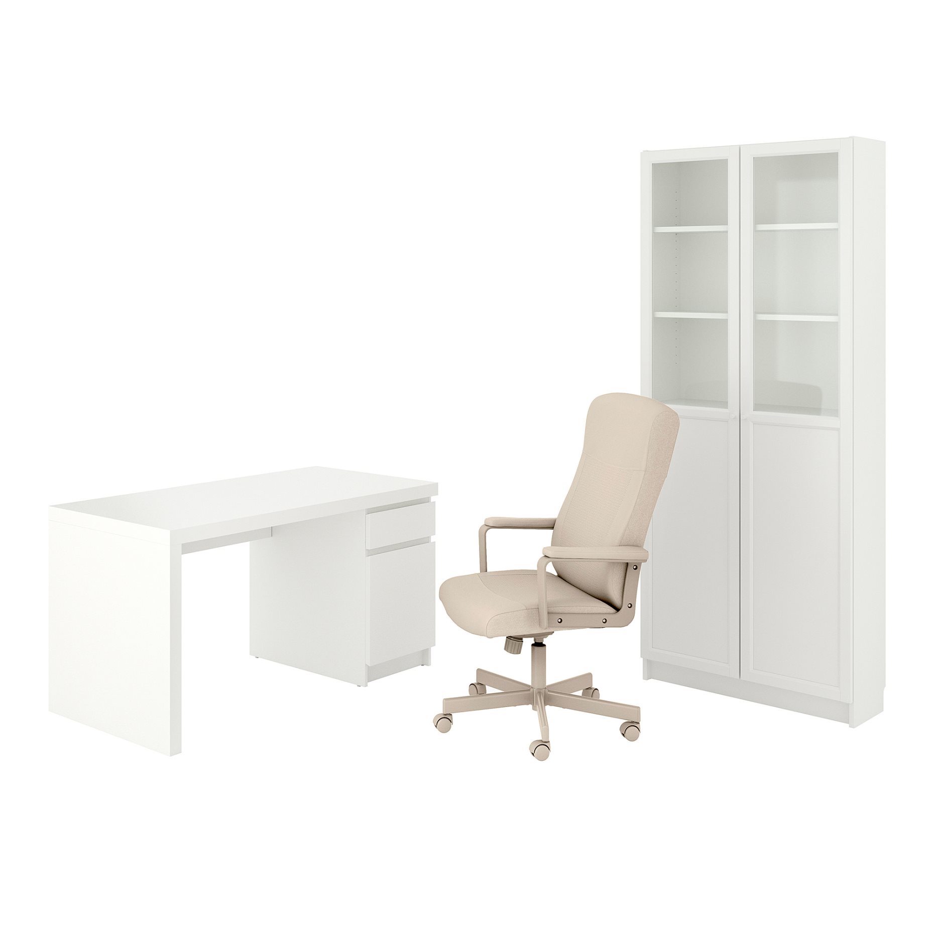 MALM/MILLBERGET/BILLY/OXBERG, desk and storage combination with swivel chair, 794.363.77
