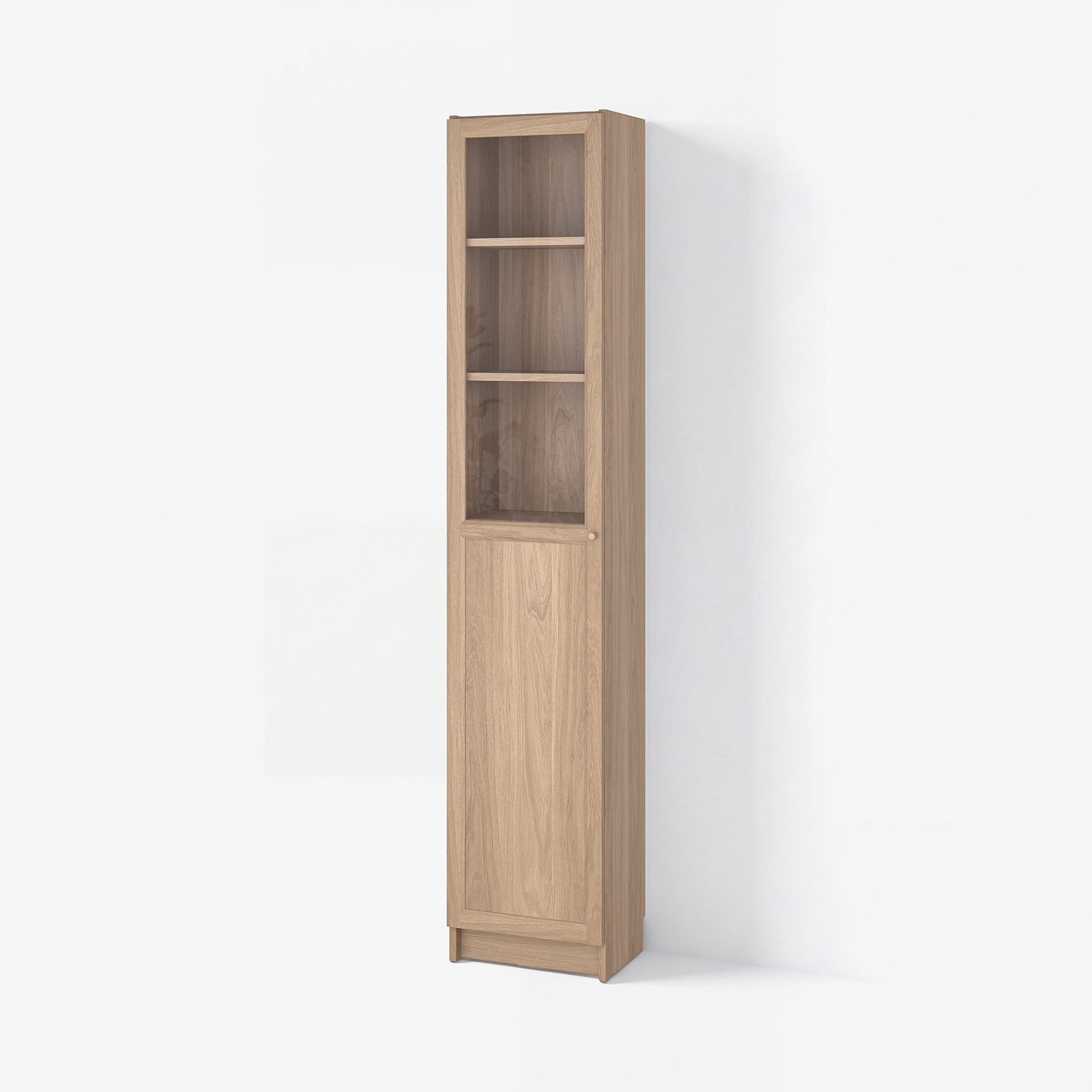 BILLY/OXBERG, bookcase with panel/glass door, 40x30x202 cm, 794.833.40