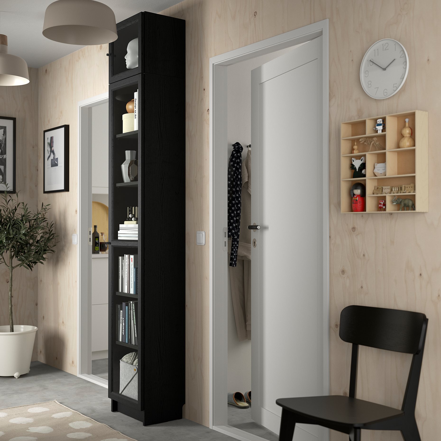 BILLY/OXBERG, bookcase with glass doors/height extension unit, 40x30x237 cm, 794.833.59