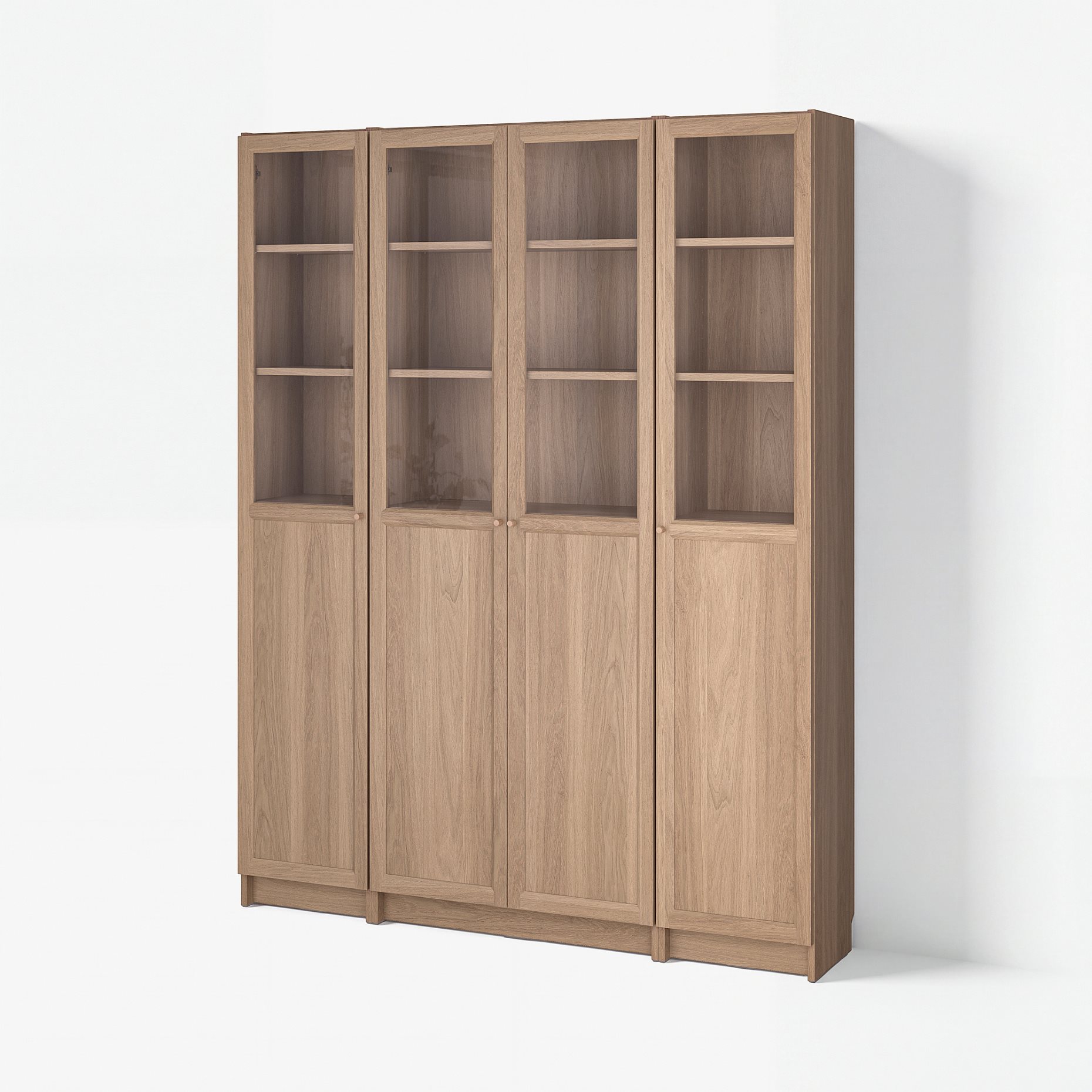 BILLY/OXBERG, bookcase combination with panel/glass doors, 160x202 cm, 794.835.47