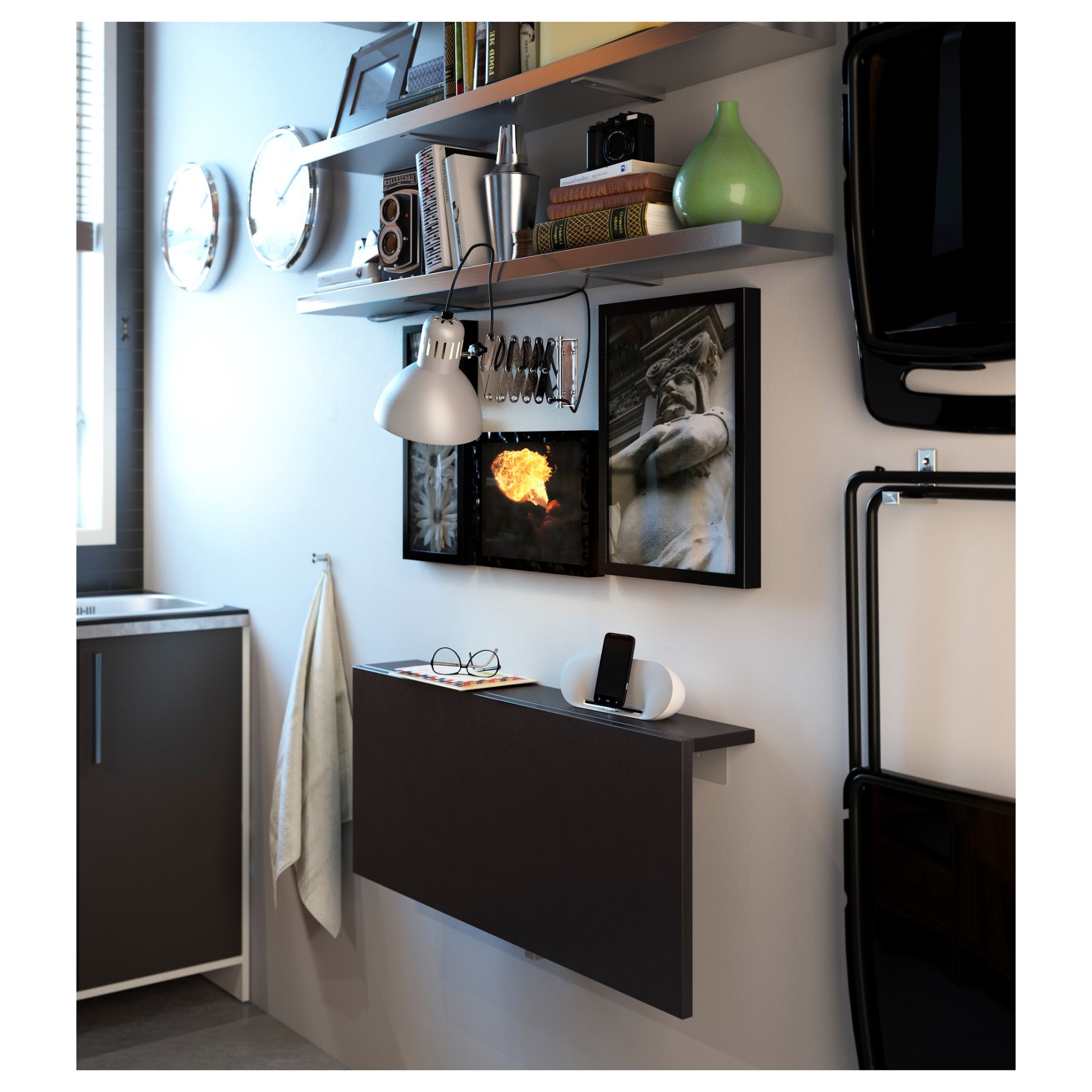 BJURSTA, επιτοίχιο πτυσσόμενο τραπέζι, 802.175.24