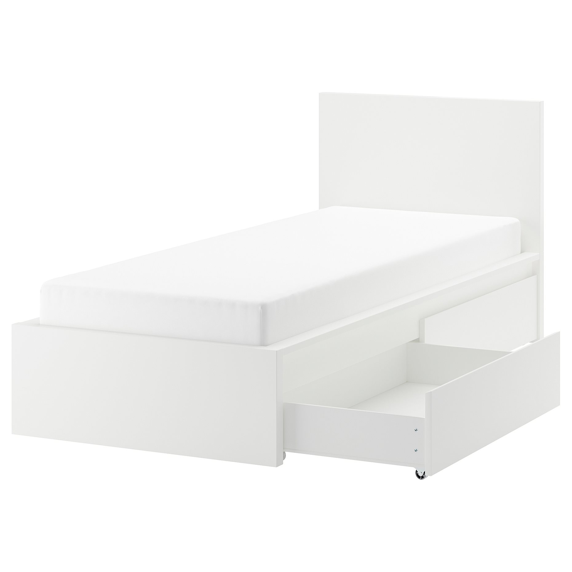 MALM, bed frame/high with 2 storage boxes, 90X200 cm, 890.327.38