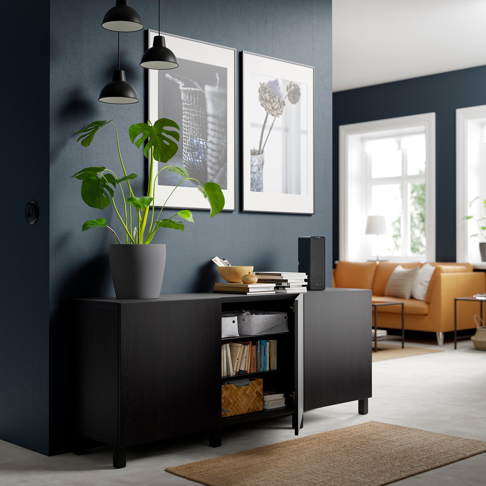 BESTÅ, storage combination with doors, 180x42x74 cm, 891.394.90