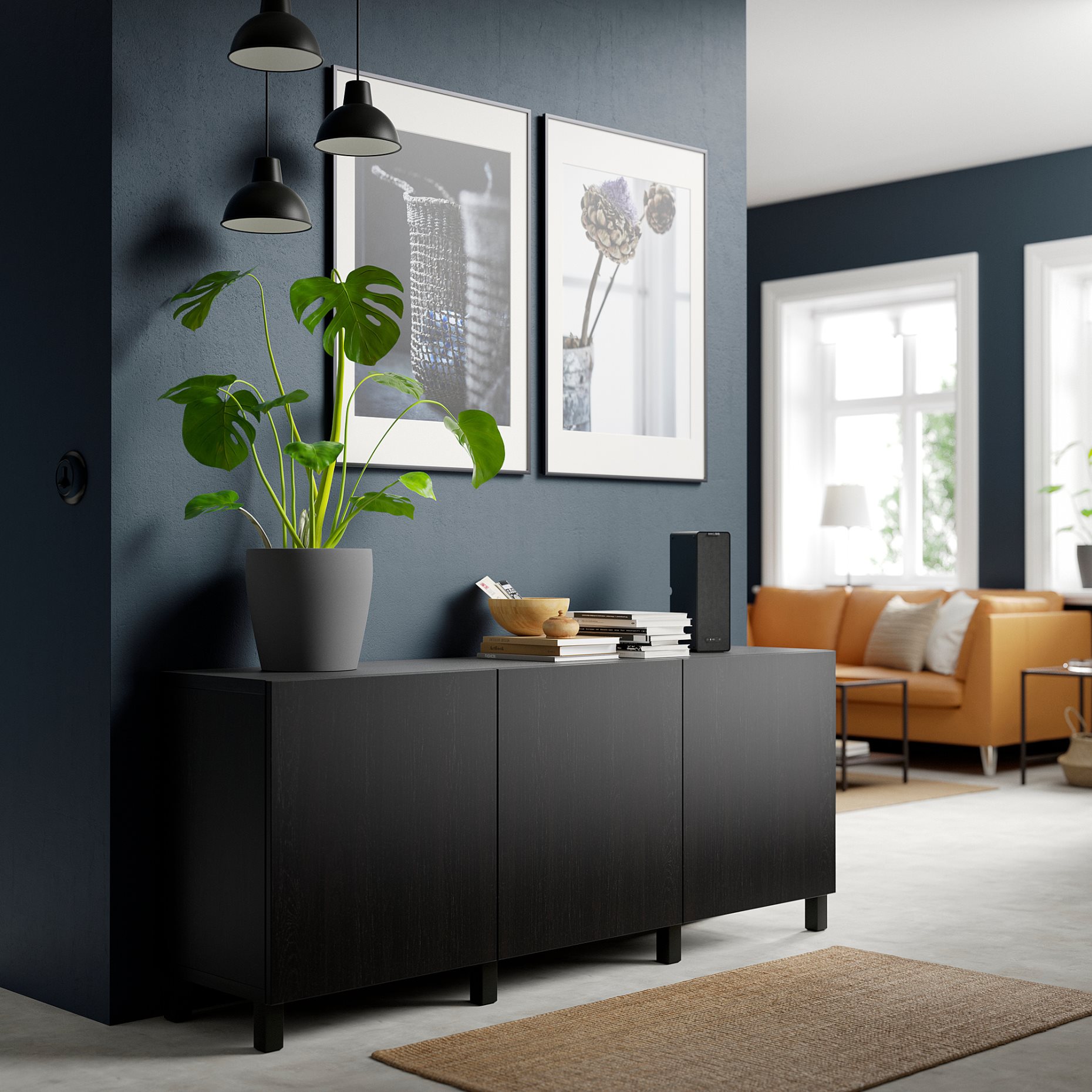BESTÅ, storage combination with doors, 180x42x74 cm, 891.394.90