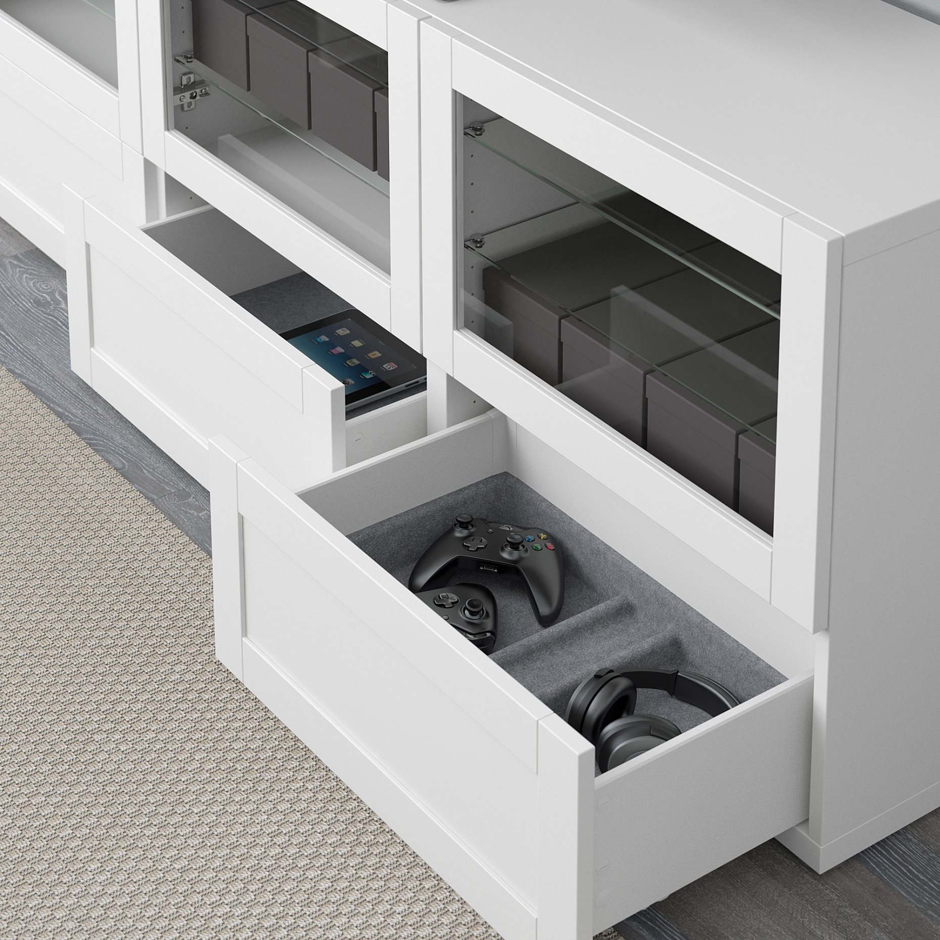 BESTÅ, έπιπλο TV με πόρτες και συρτάρια, 180x40x64 cm, 891.942.88