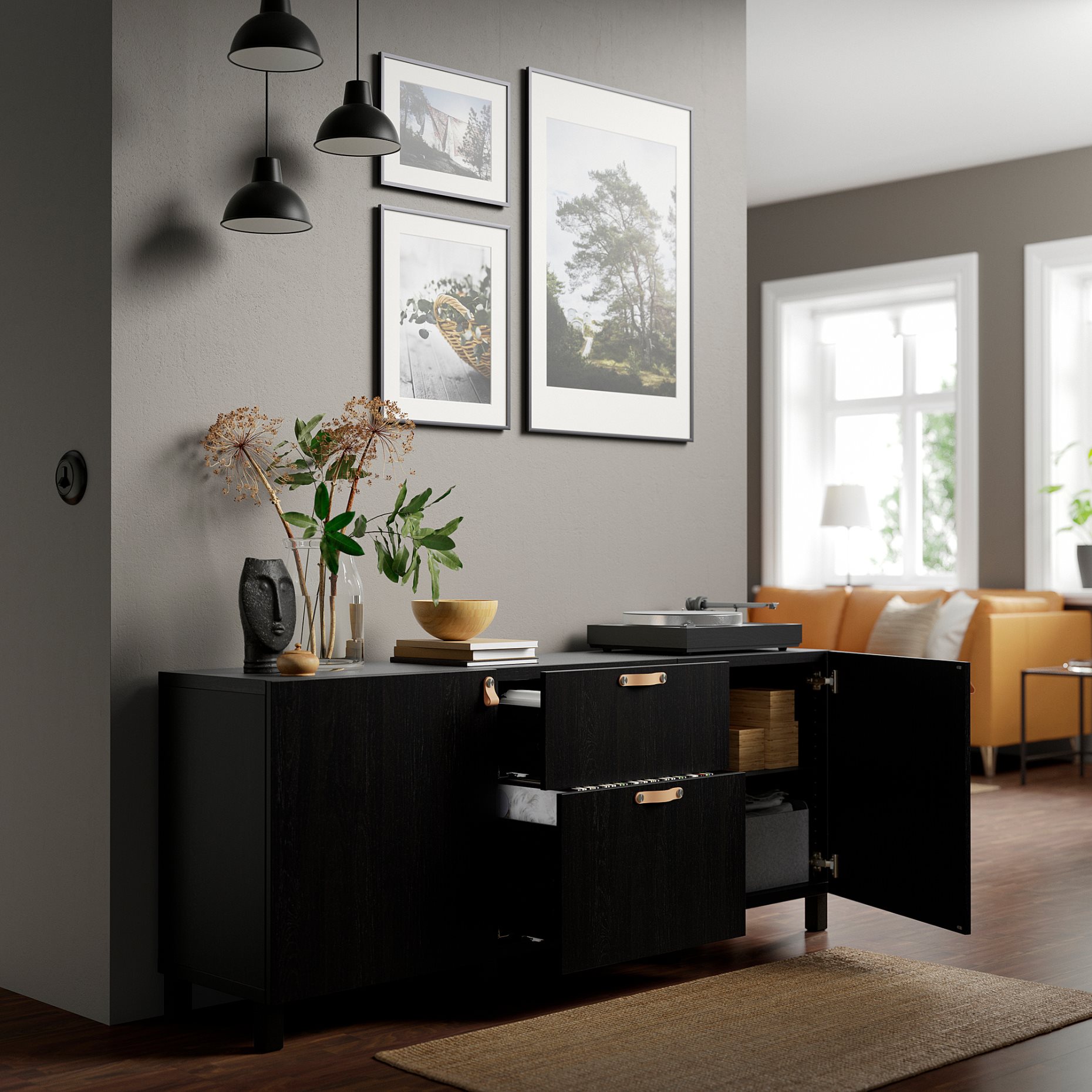 BESTÅ, storage combination with drawers soft-closing, 180x42x74 cm, 891.956.31