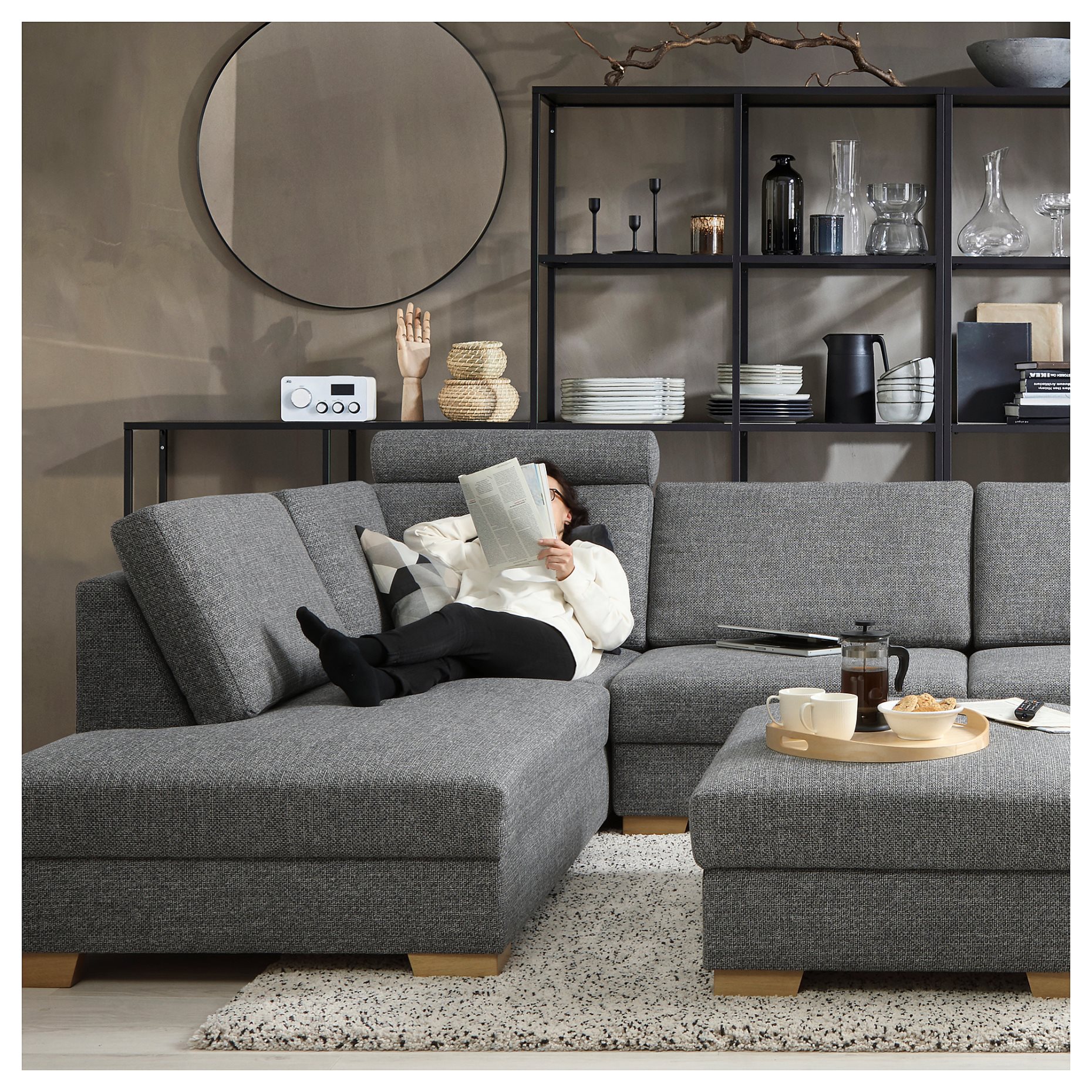 SÖRVALLEN, corner sofa 4-seat with open end/left, 893.147.71