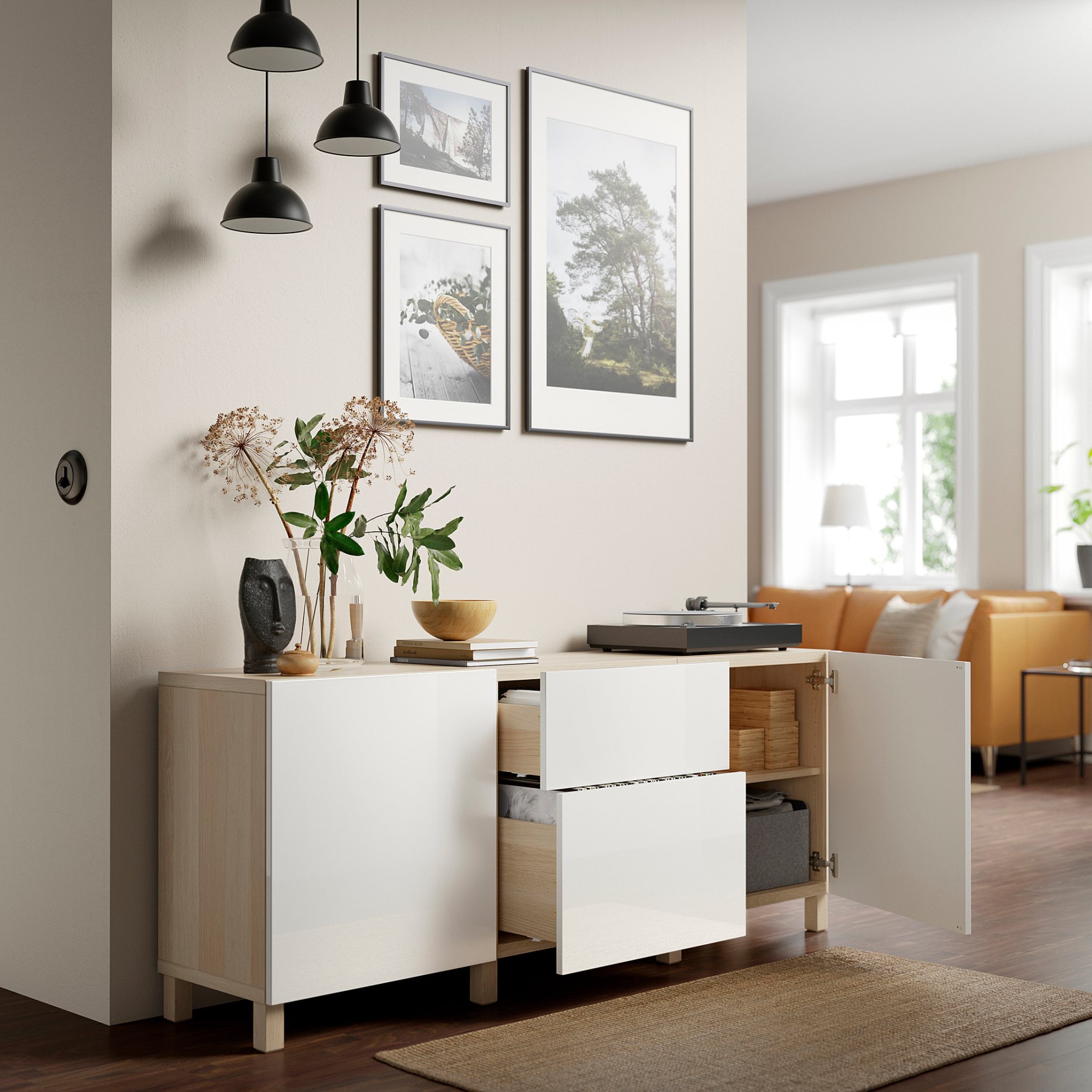 BESTÅ, storage combination with drawers push open, 180x42x74 cm, 894.127.19