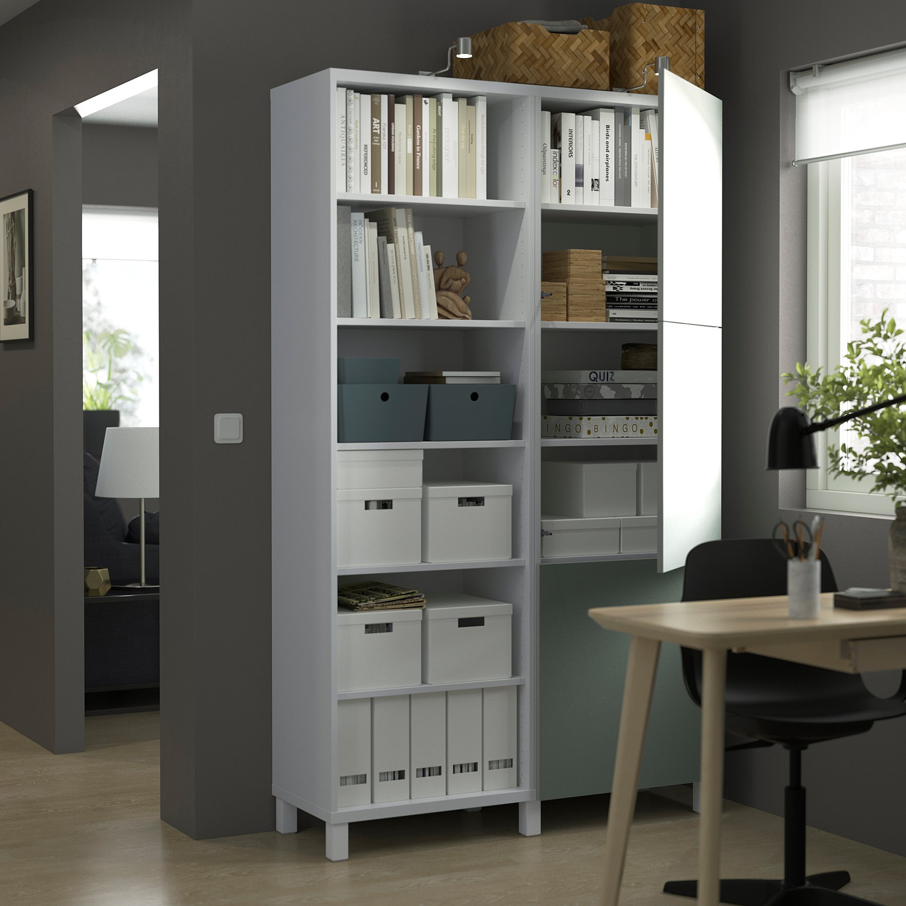 BESTÅ, storage combination with doors, 120x42x202 cm, 894.217.09