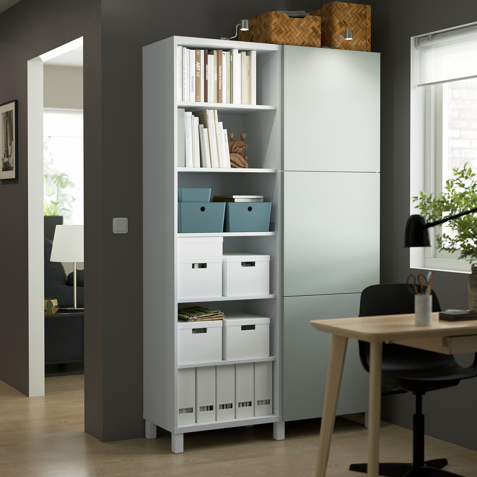 BESTÅ, storage combination with doors, 120x42x202 cm, 894.217.09