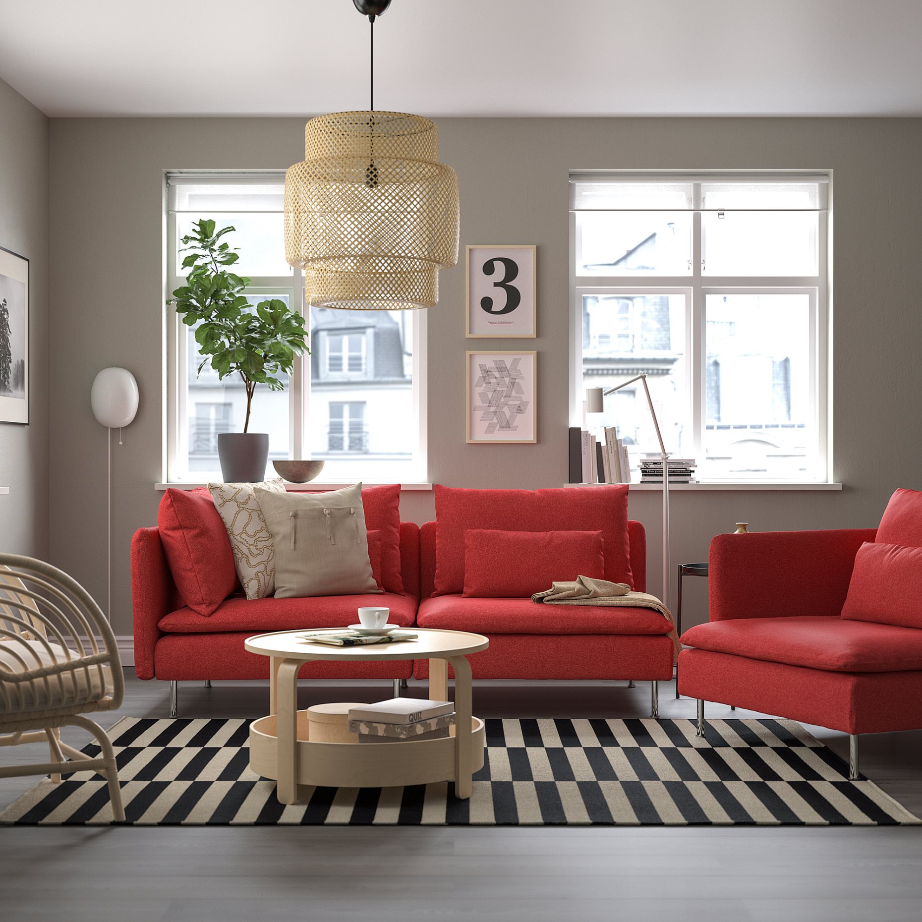 SÖDERHAMN, 3-seat sofa with open end, 895.144.64