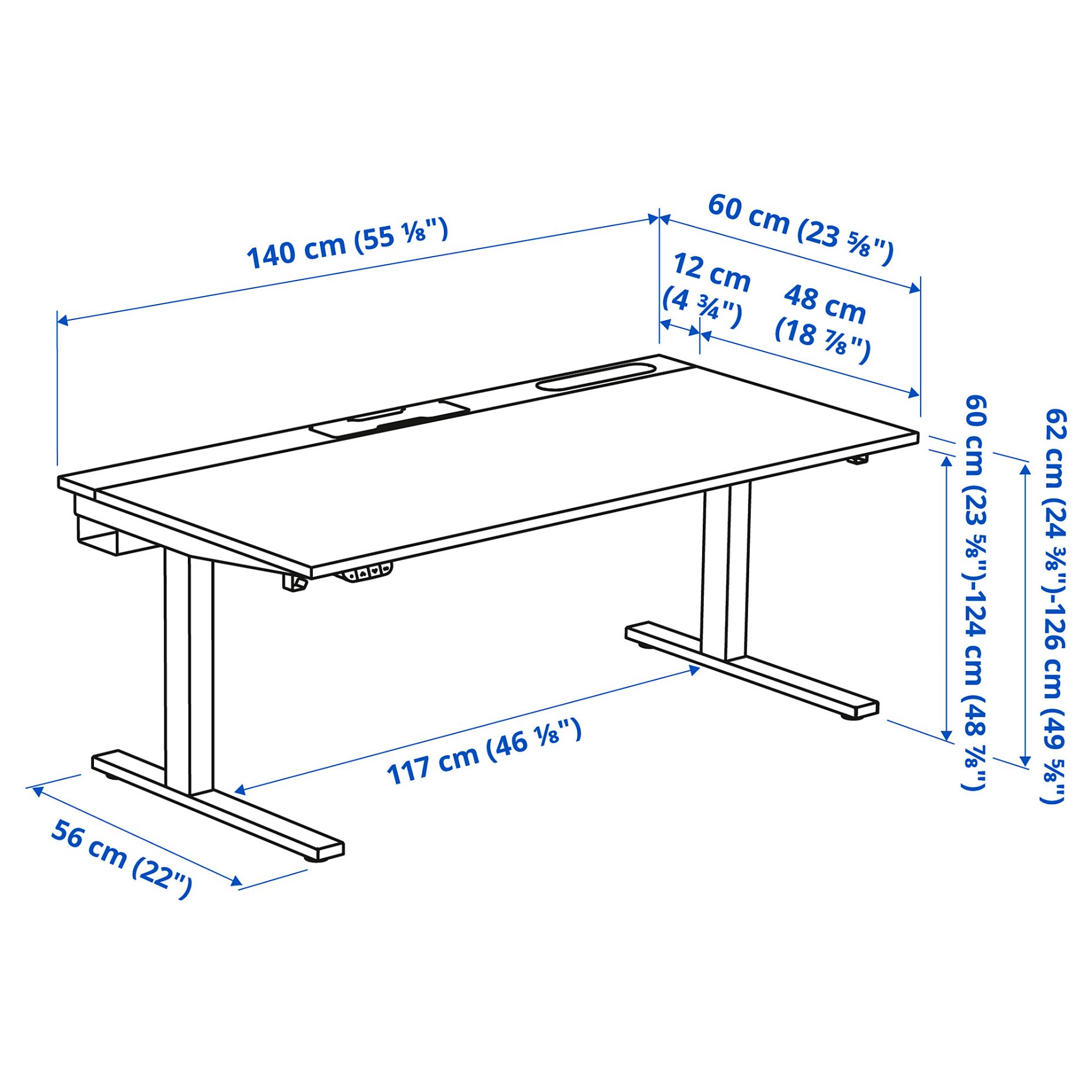 MITTZON, desk sit/stand/electric, 140x60 cm, 895.282.39