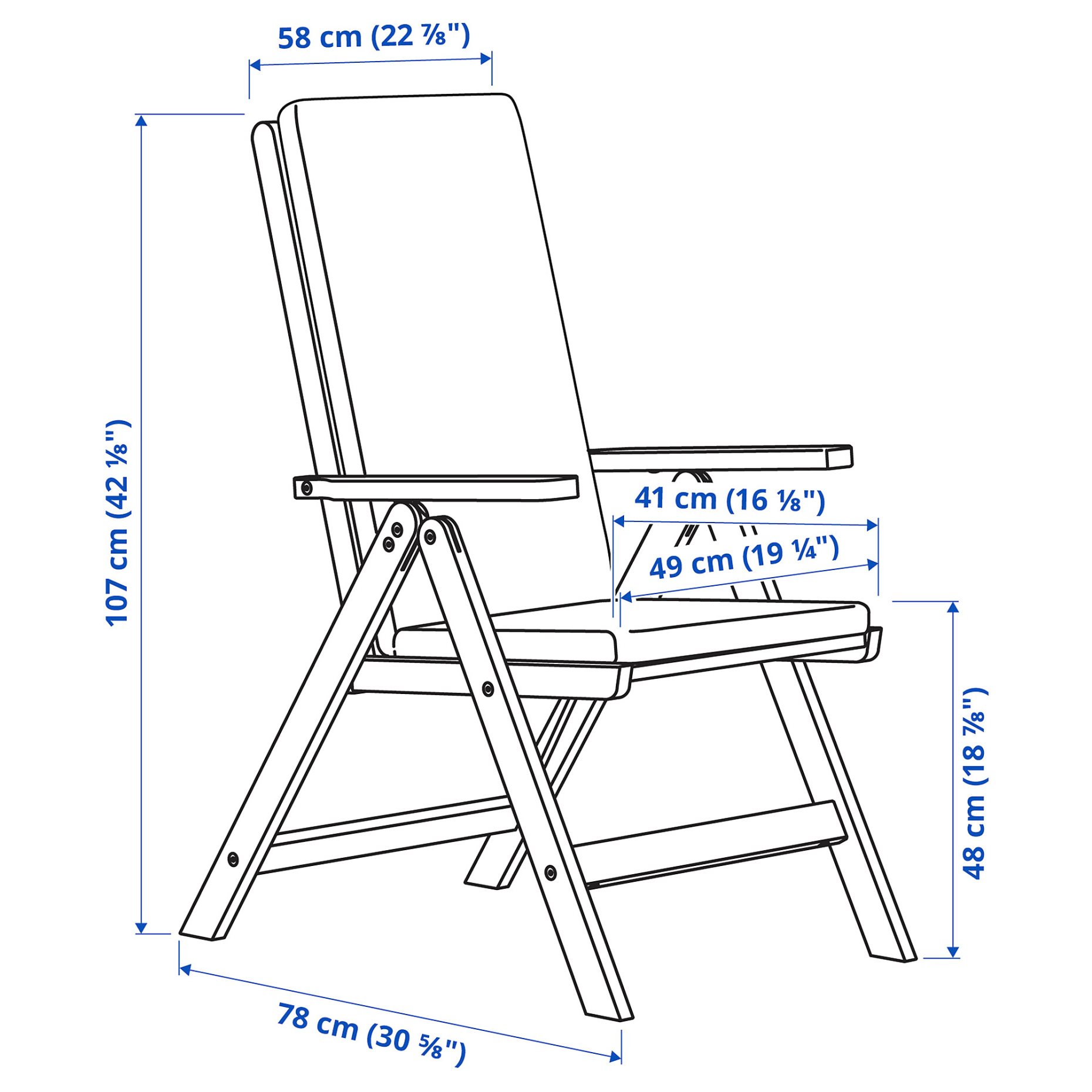 BONDHOLMEN, τραπέζι/4 καρέκλες με ρυθμιζόμενη πλάτη, εξωτερικού χώρου, 895.498.78