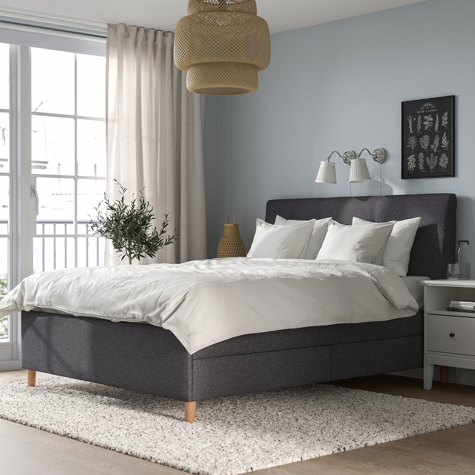 IDANÄS, upholstered storage bed, 160x200 cm, 904.471.76