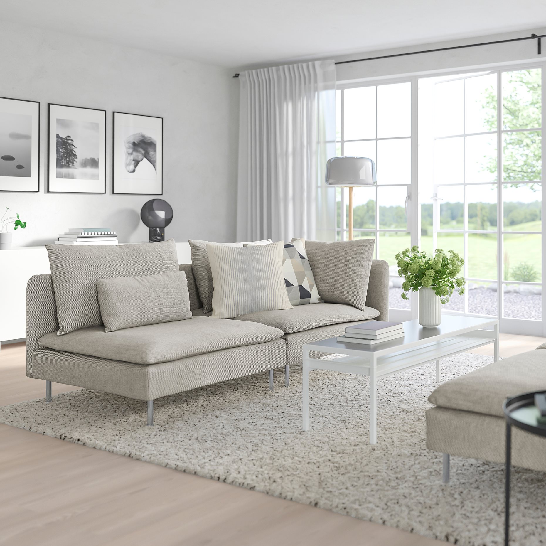 SÖDERHAMN, 3-seat sofa with open end, 993.056.91