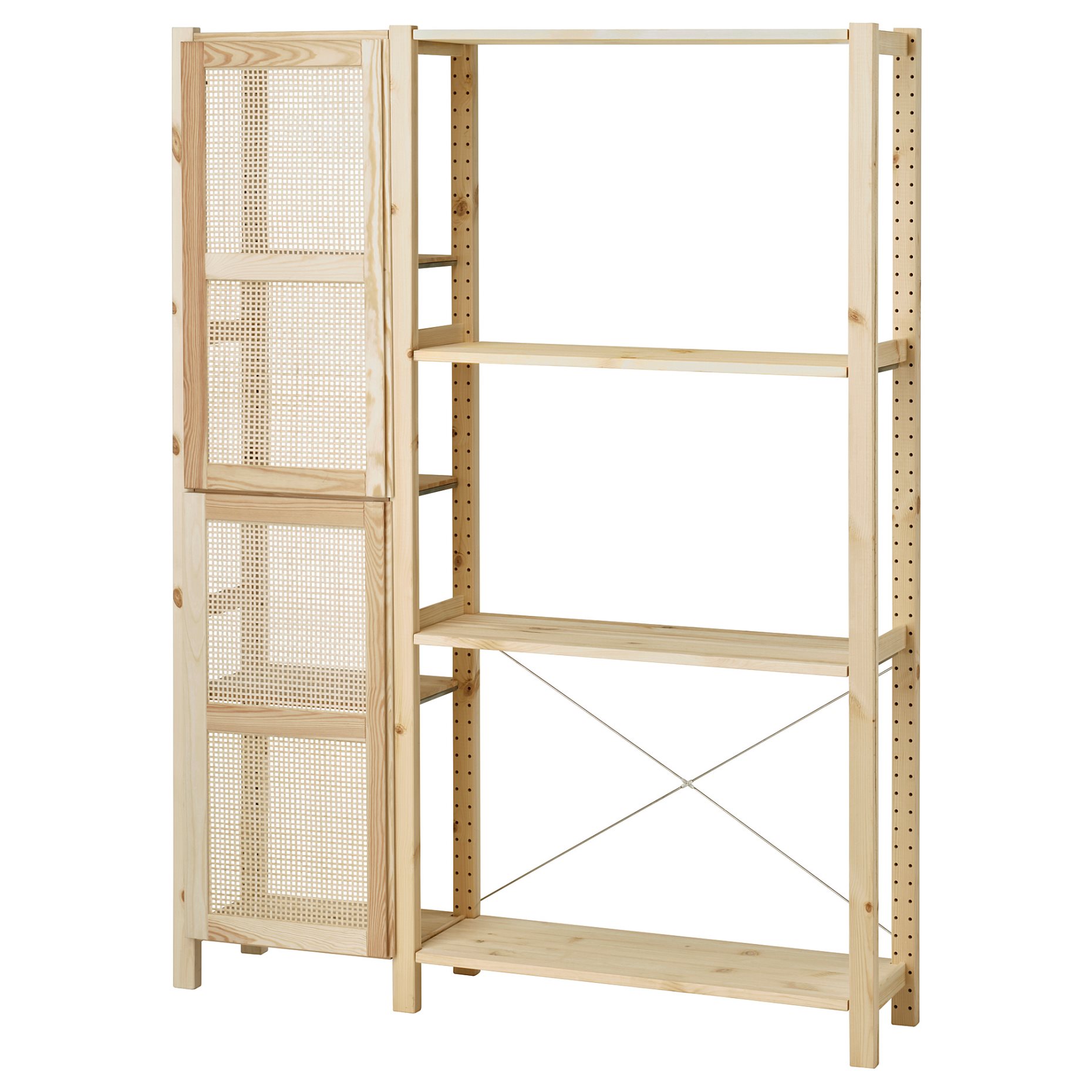 IVAR, shelving unit with doors, 134x30x179 cm, 994.034.70