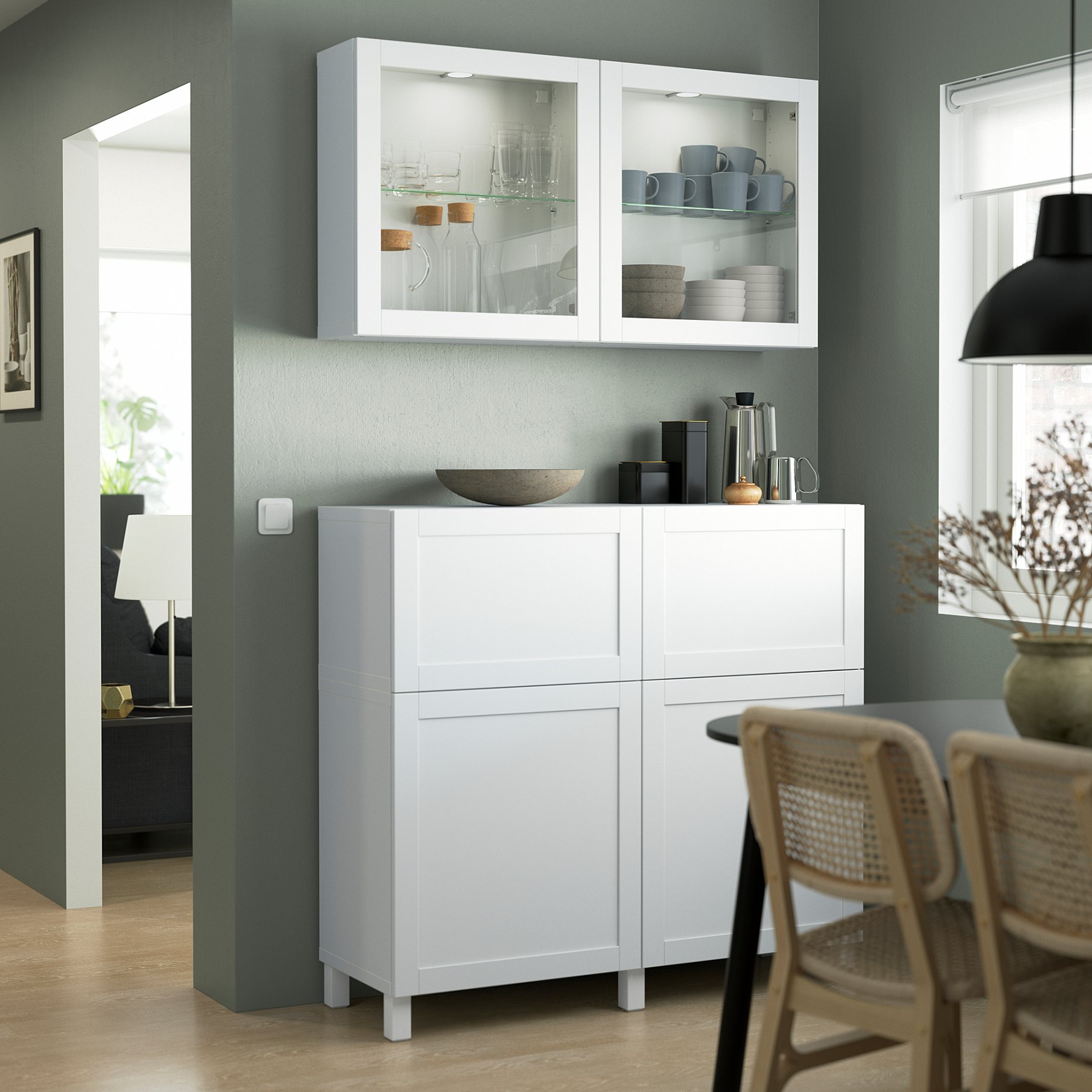 BESTÅ, storage combination with doors/drawers soft closing, 120x42x213 cm, 994.124.98
