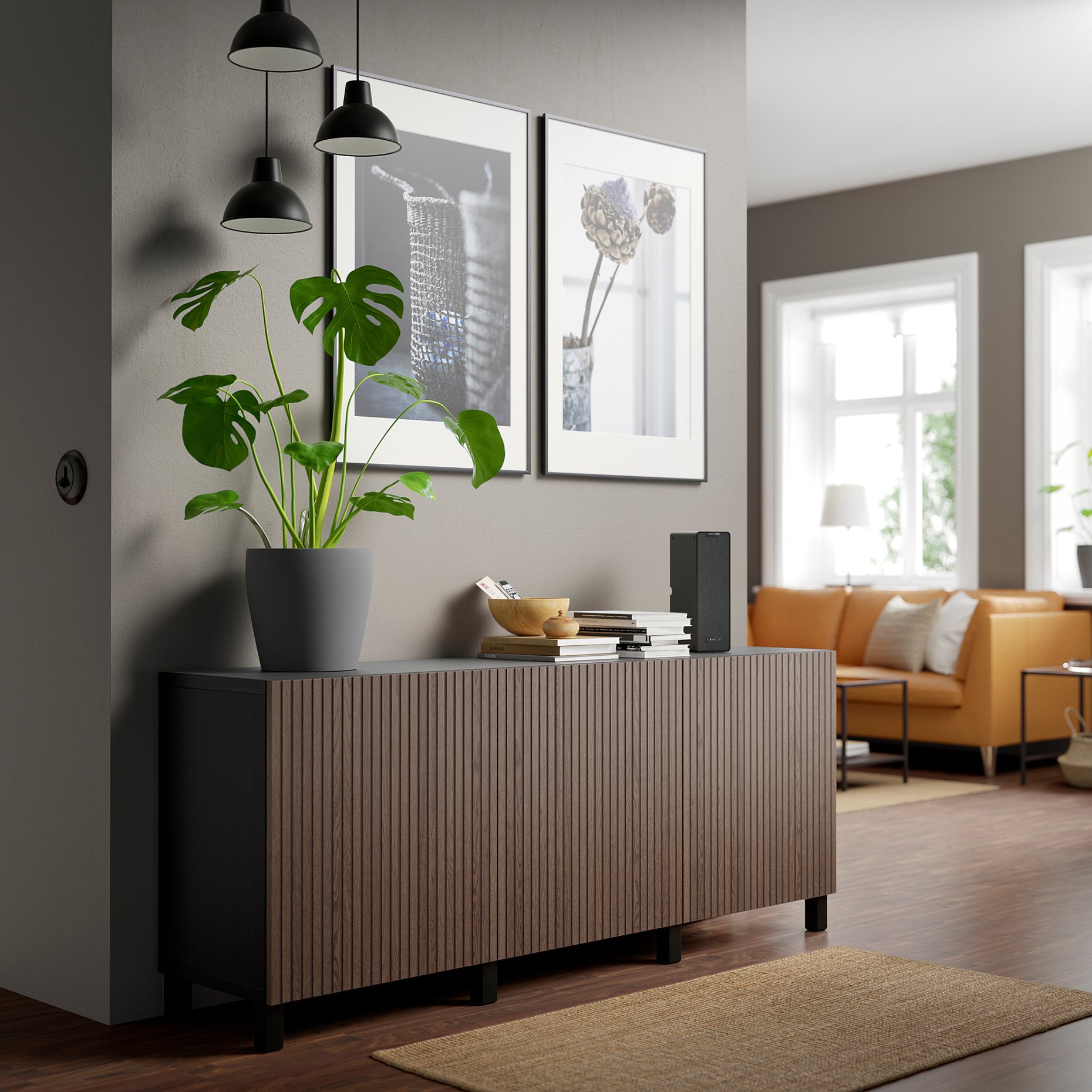 BESTÅ, storage combination with doors, 180x42x74 cm, 994.217.37