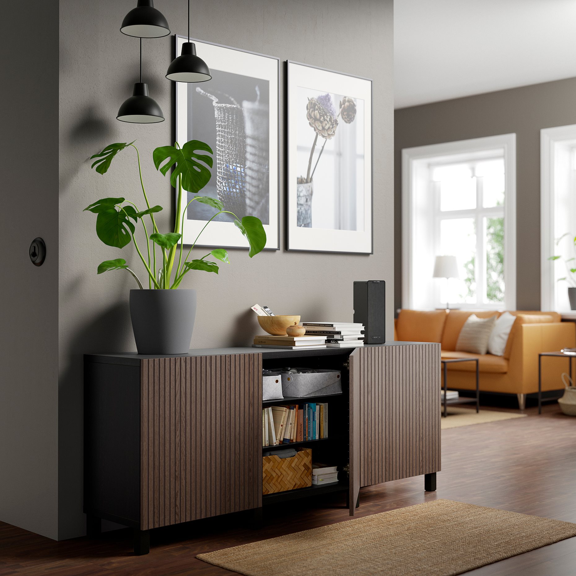 BESTÅ, storage combination with doors, 180x42x74 cm, 994.217.37