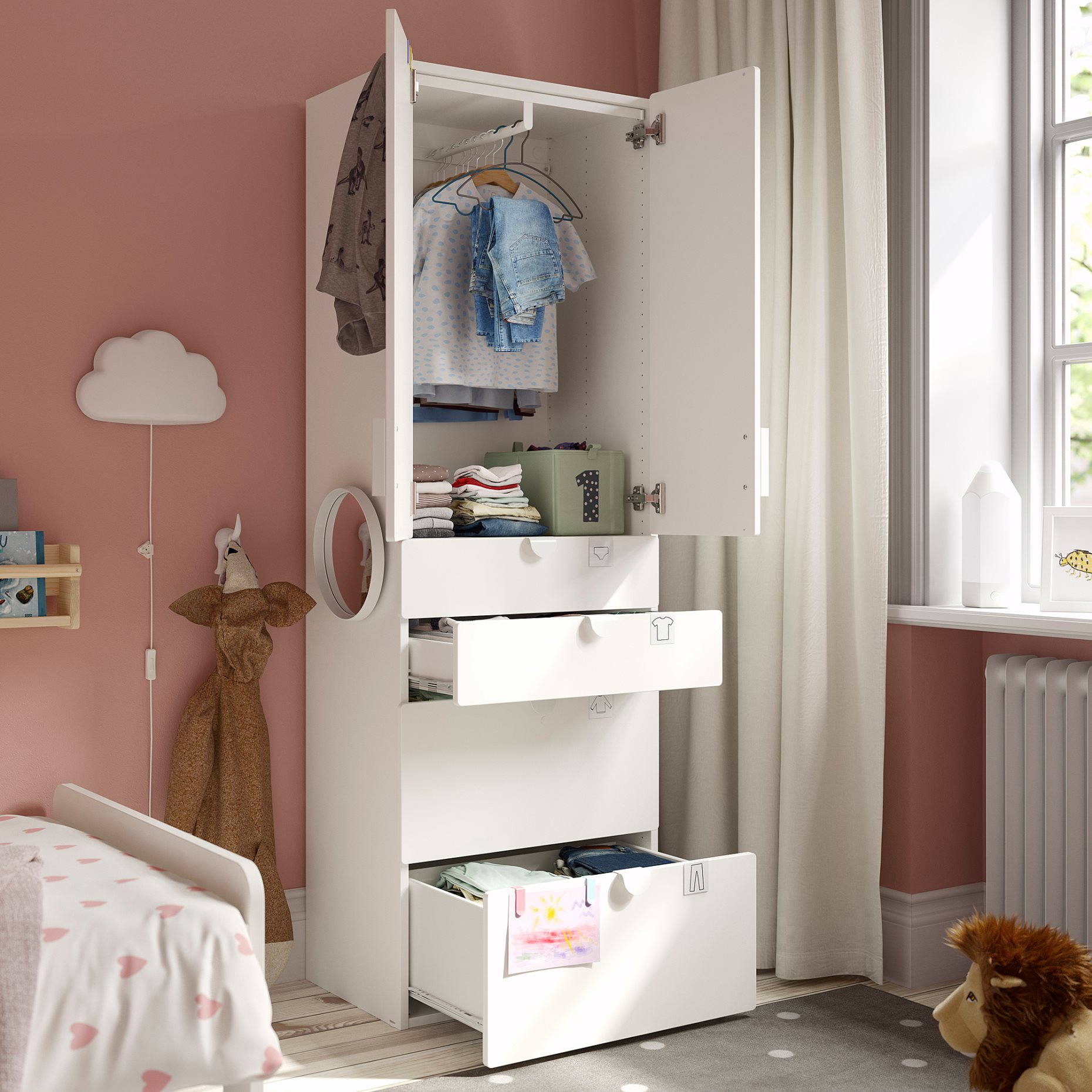 SMASTAD/PLATSA, wardrobe with 4 drawers, 60x42x181 cm, 994.263.63